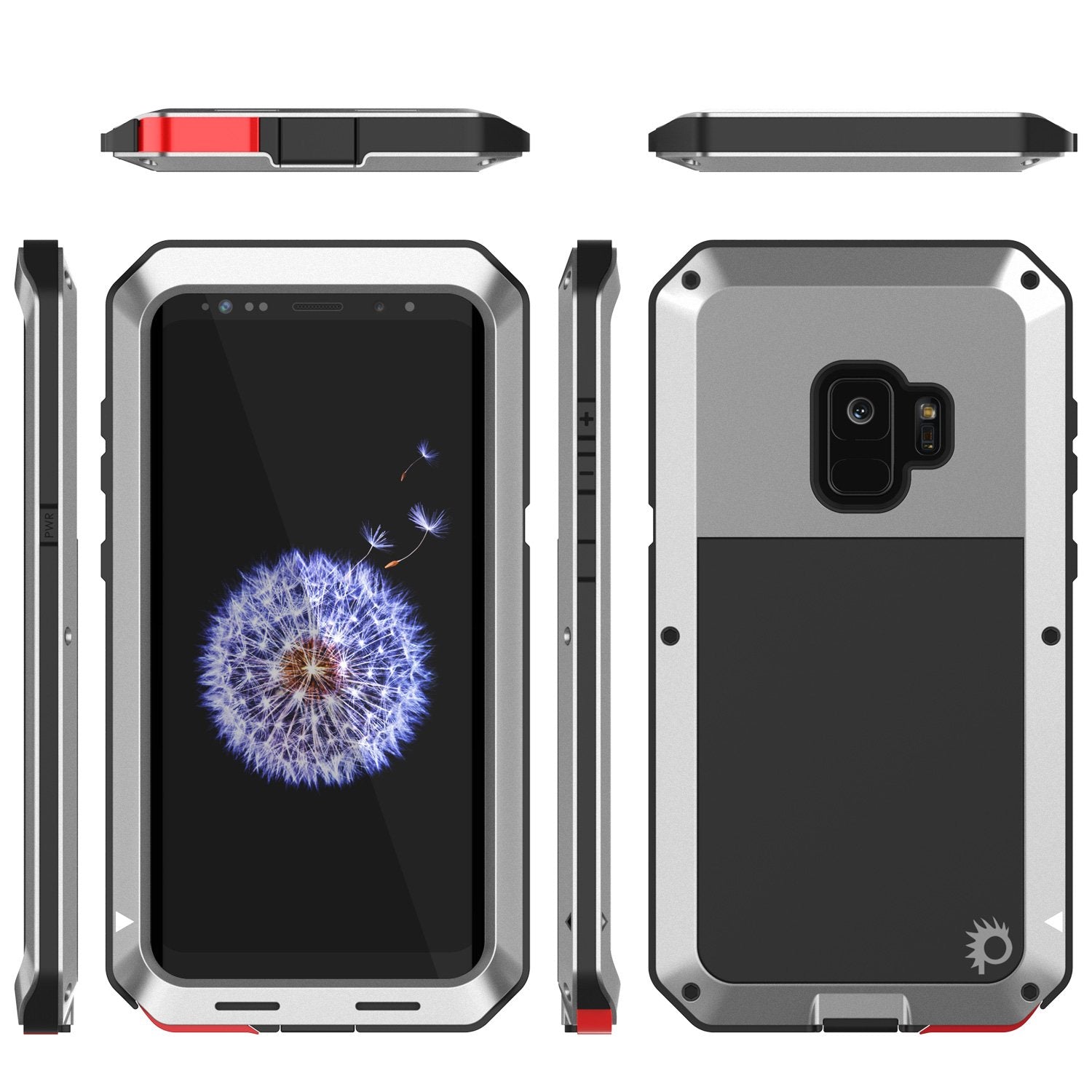 Galaxy S9 TPU Hybrid Shock Drop Proof Metal Case [Silver]