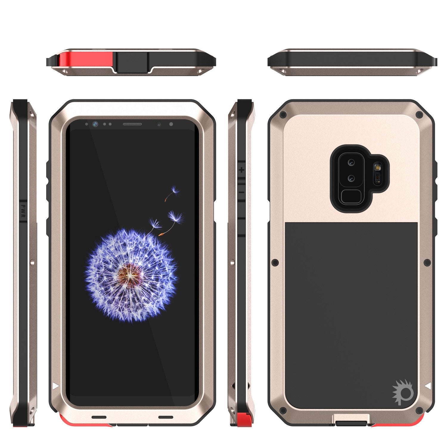 Galaxy S9 Plus Hybrid Shock Drop Proof Metal Case Armor Cover [Gold]