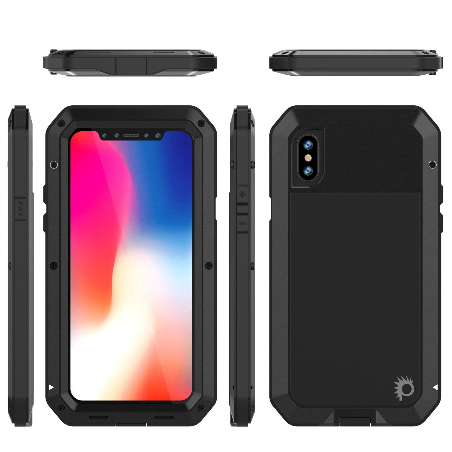 iPhone X Metal Case, Heavy Duty Military Grade Rugged Armor Cover [shock proof] Hybrid Full Body Hard Aluminum & TPU Design [non slip] W/ Prime Drop Protection for Apple iPhone 10 [Black]