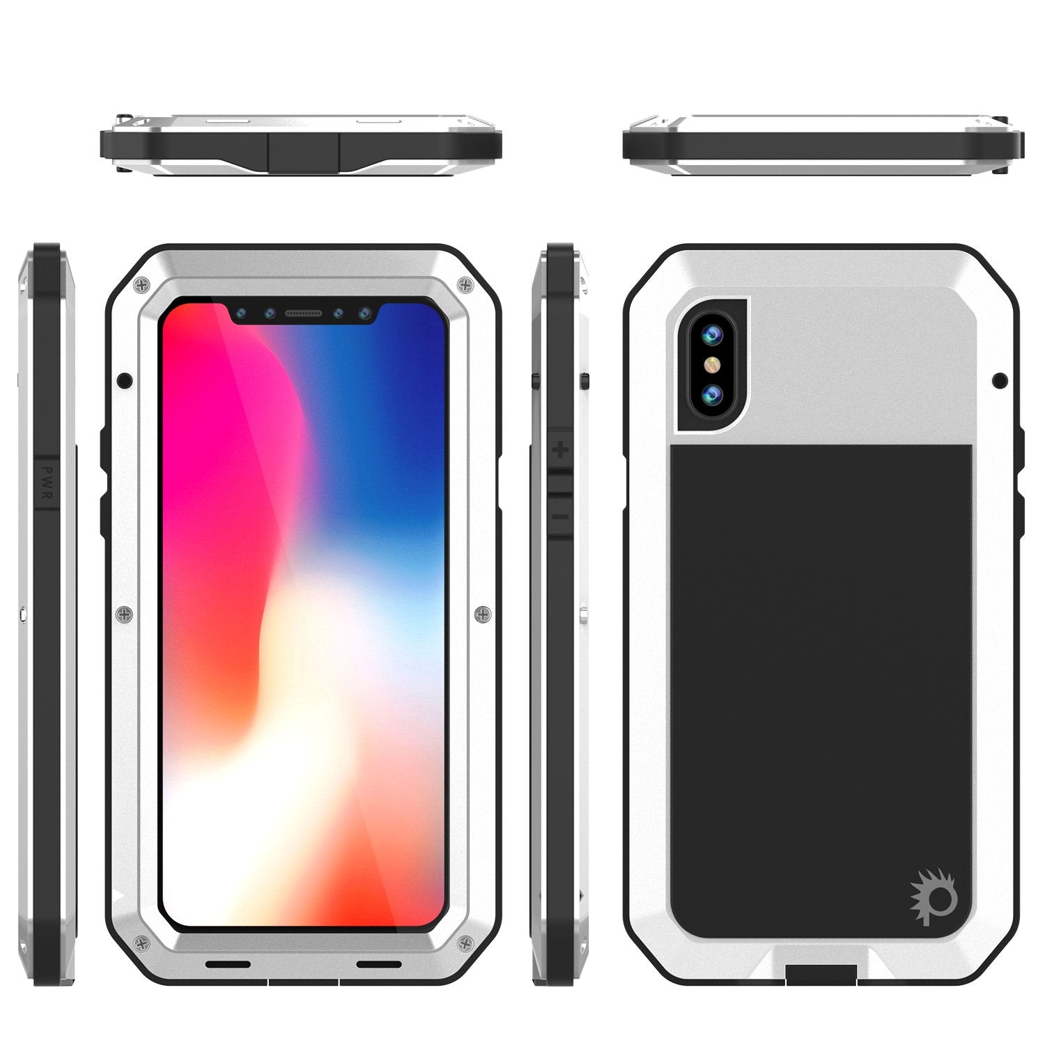 iPhone X Metal Case, Heavy Duty Military Grade Rugged Armor Cover [shock proof] Hybrid Full Body Hard Aluminum & TPU Design [non slip] W/ Prime Drop Protection for Apple iPhone 10 [White]