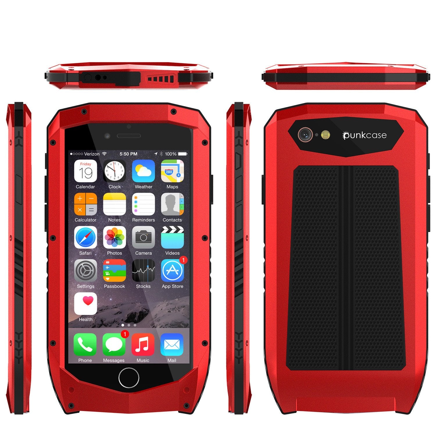 iPhone 6s/6 Case, Punkcase Metallic PRO Red Series Cover W/ Attached Screen Protector | Touch-ID