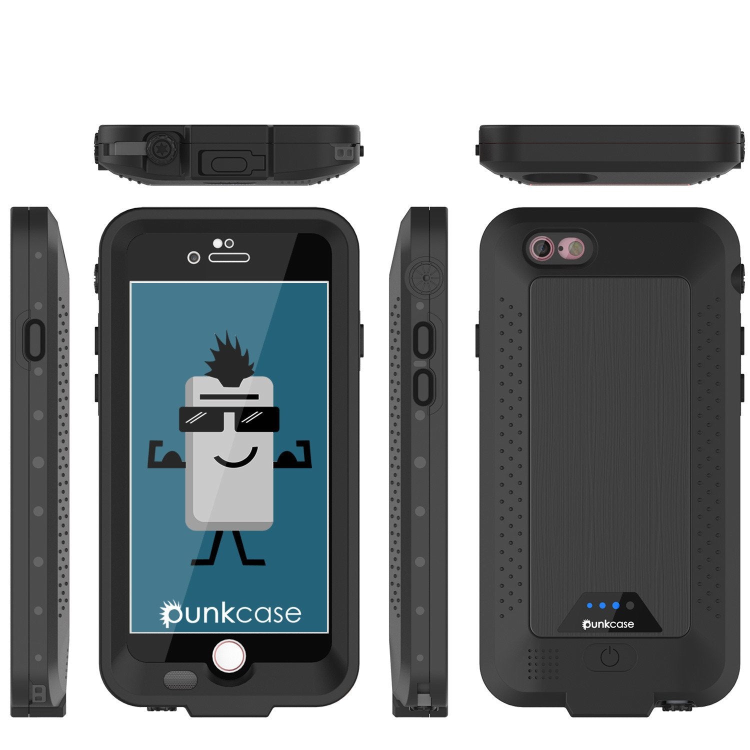 PunkJuice iPhone 6+ Plus/6s+ Plus Battery Case Black - Waterproof Slim Power Juice Bank with 4300mAh