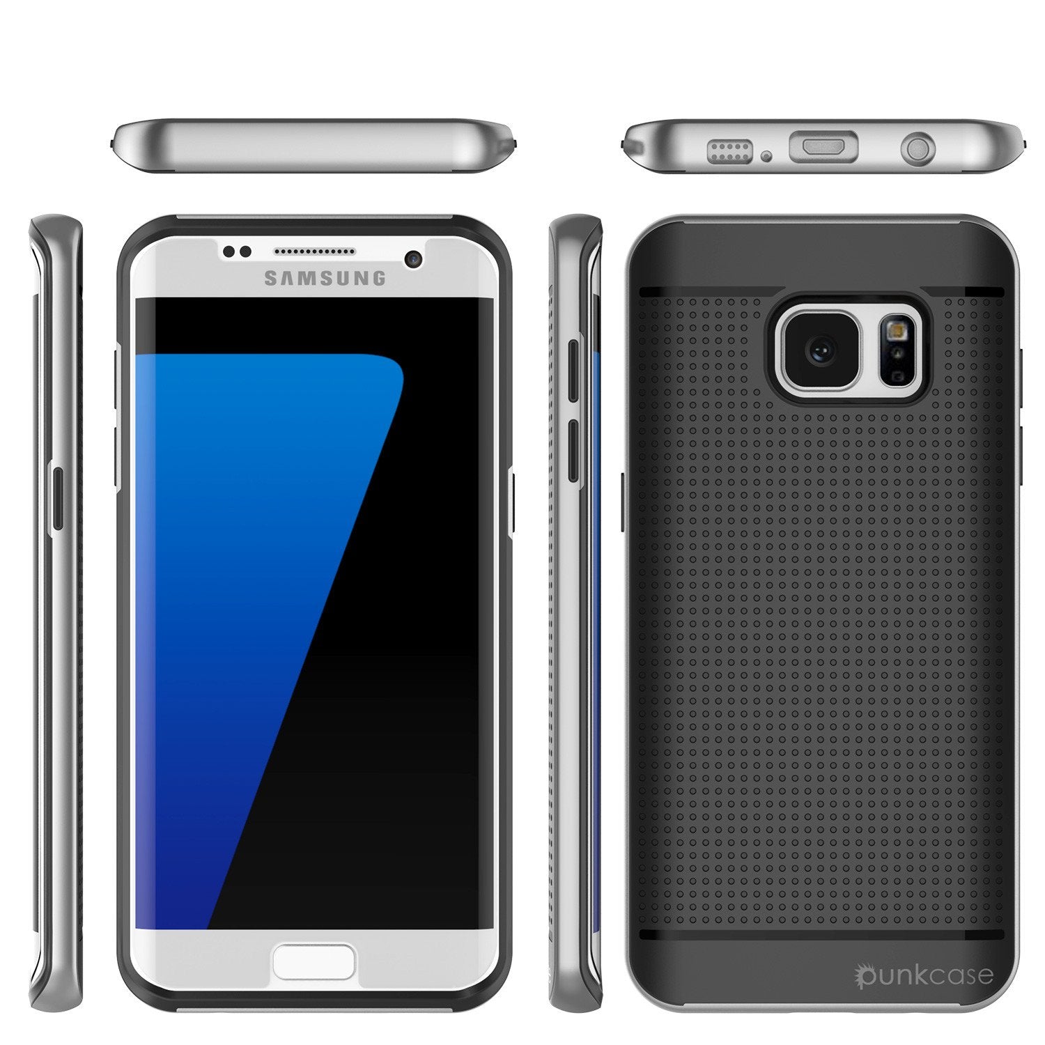 Galaxy S7 Edge Case, PunkCase STEALTH Grey Series Hybrid 3-Piece Shockproof Dual Layer Cover