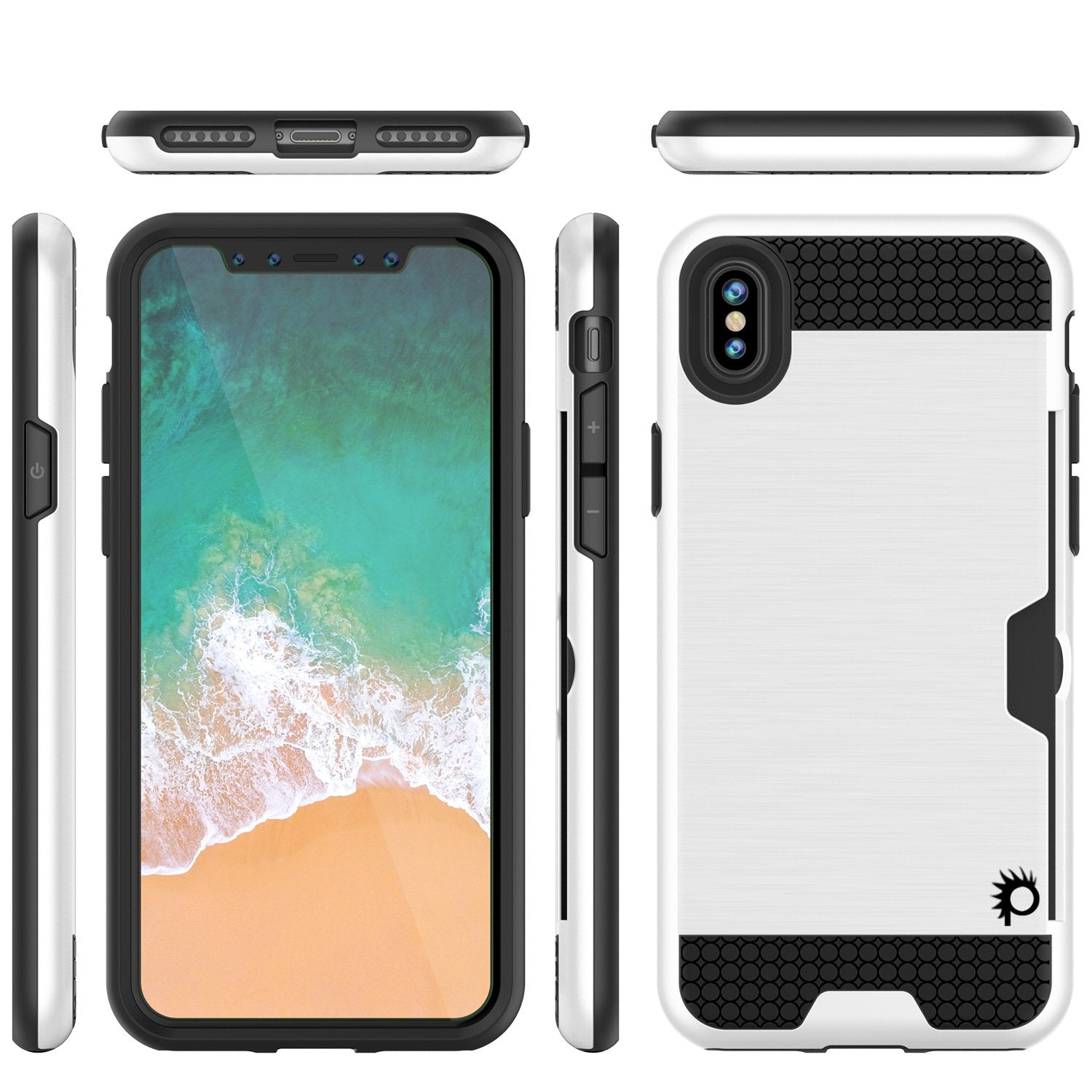 iPhone X Case, PUNKcase [SLOT Series] Slim Fit Dual-Layer Armor Cover & Tempered Glass PUNKSHIELD Screen Protector for Apple iPhone X [White]