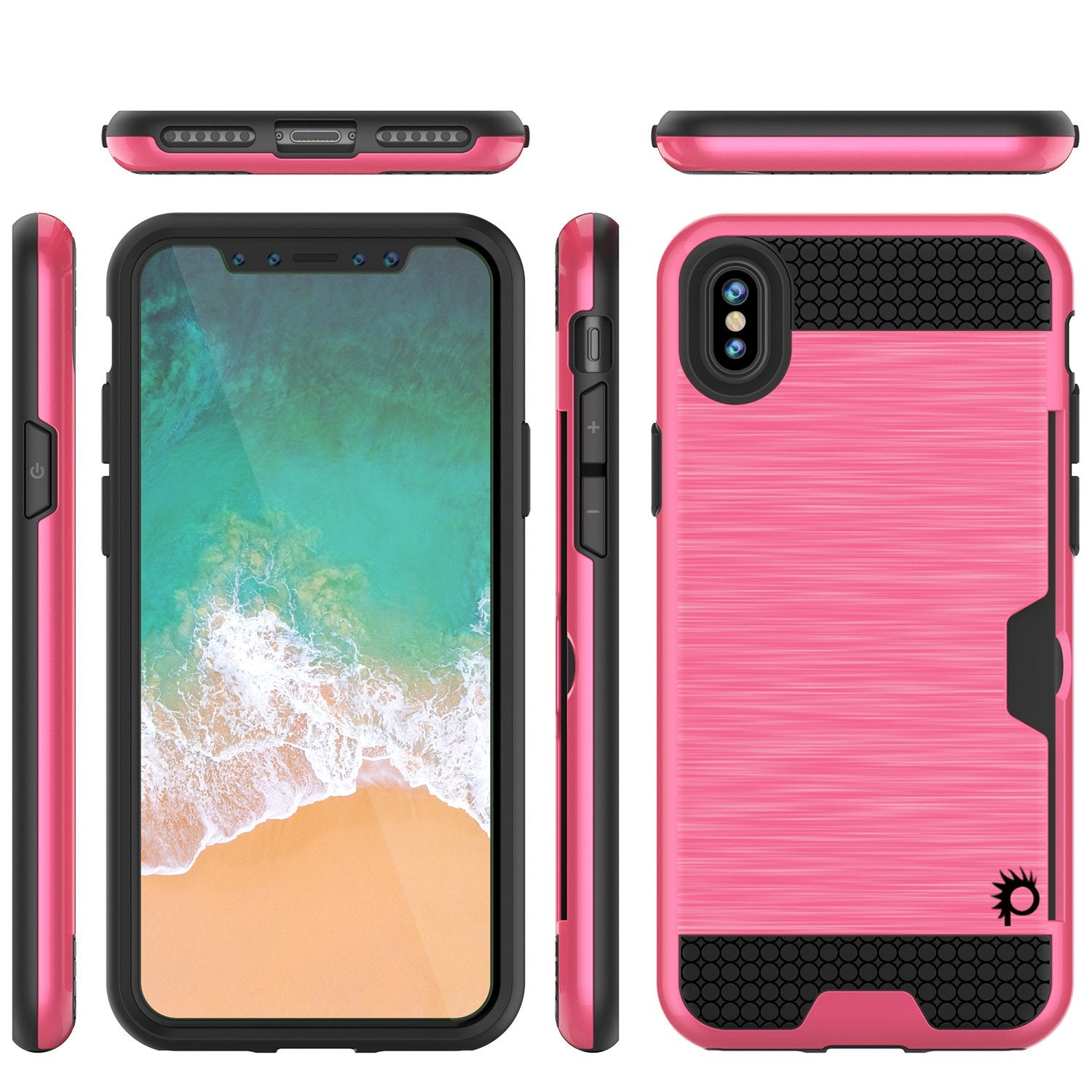 iPhone X Case, PUNKcase [SLOT Series] Slim Fit Dual-Layer Armor Cover & Tempered Glass PUNKSHIELD Screen Protector for Apple iPhone X [Pink]