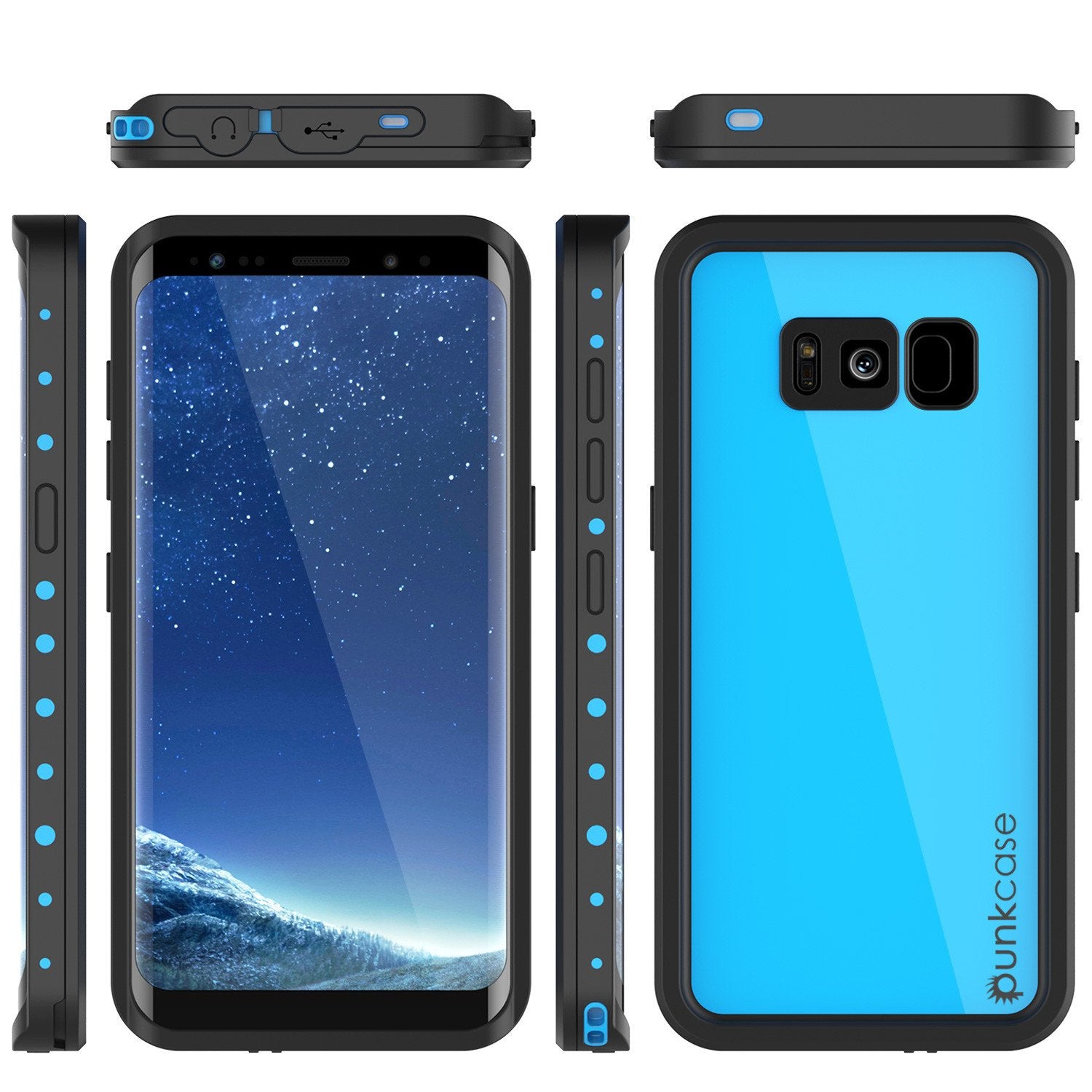 Galaxy S8 Waterproof Case PunkCase StudStar Light Blue Thin 6.6ft Underwater IP68 ShockProof