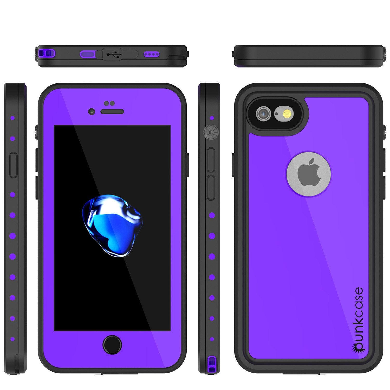 iPhone 7 Waterproof IP68 Case, Punkcase [Puple] [StudStar Series] [Slim Fit] [Dirtproof] [Snowproof]