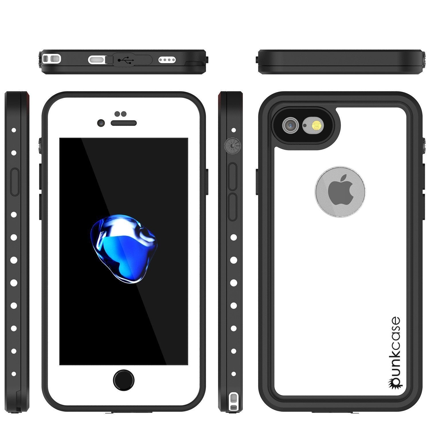 iPhone 8 Waterproof IP68 Case, Punkcase [White] [StudStar Series] [Slim Fit] [IP68 Certified]] [Dirtproof] [Snowproof]