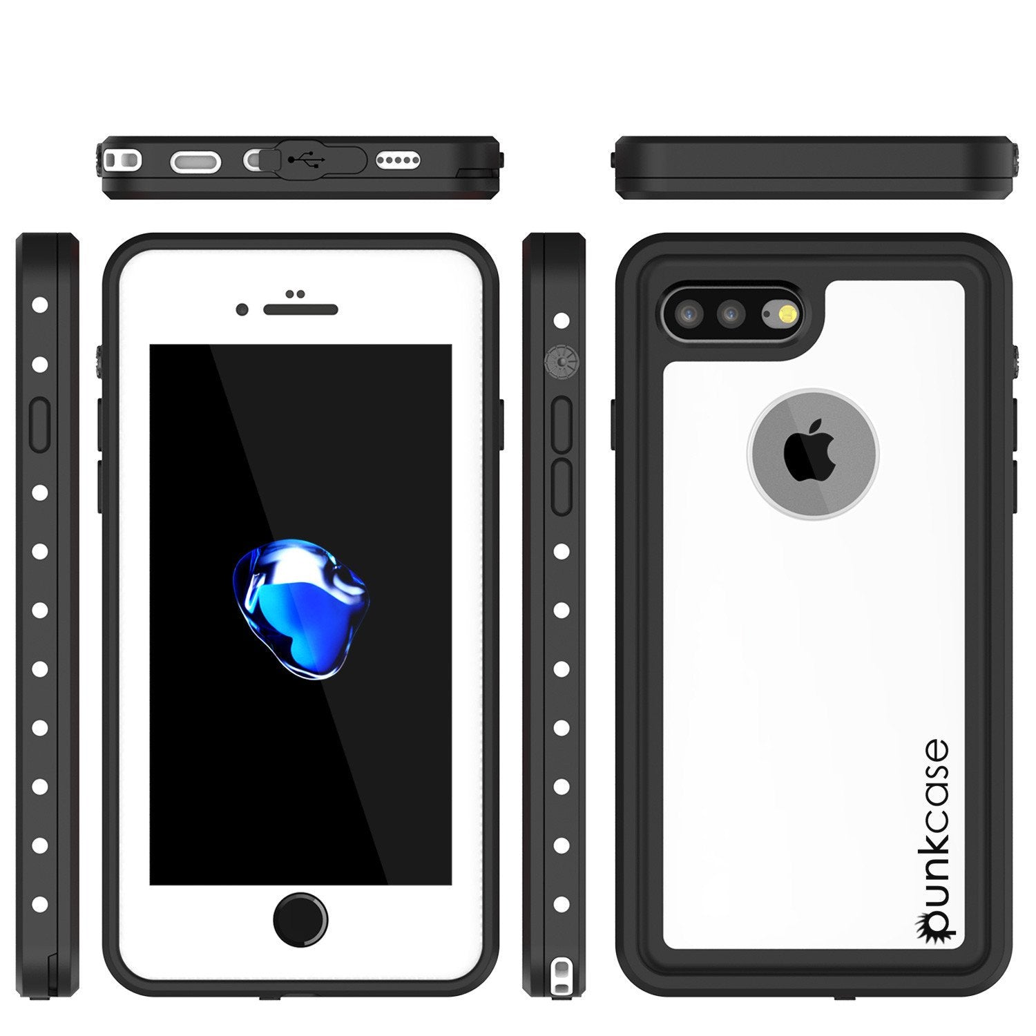 iPhone 8+ Plus Waterproof Case, Punkcase [StudStar Series] [White] [Slim Fit] [IP68 Certified] [Shockproof] [Dirtproof] Armor Cover