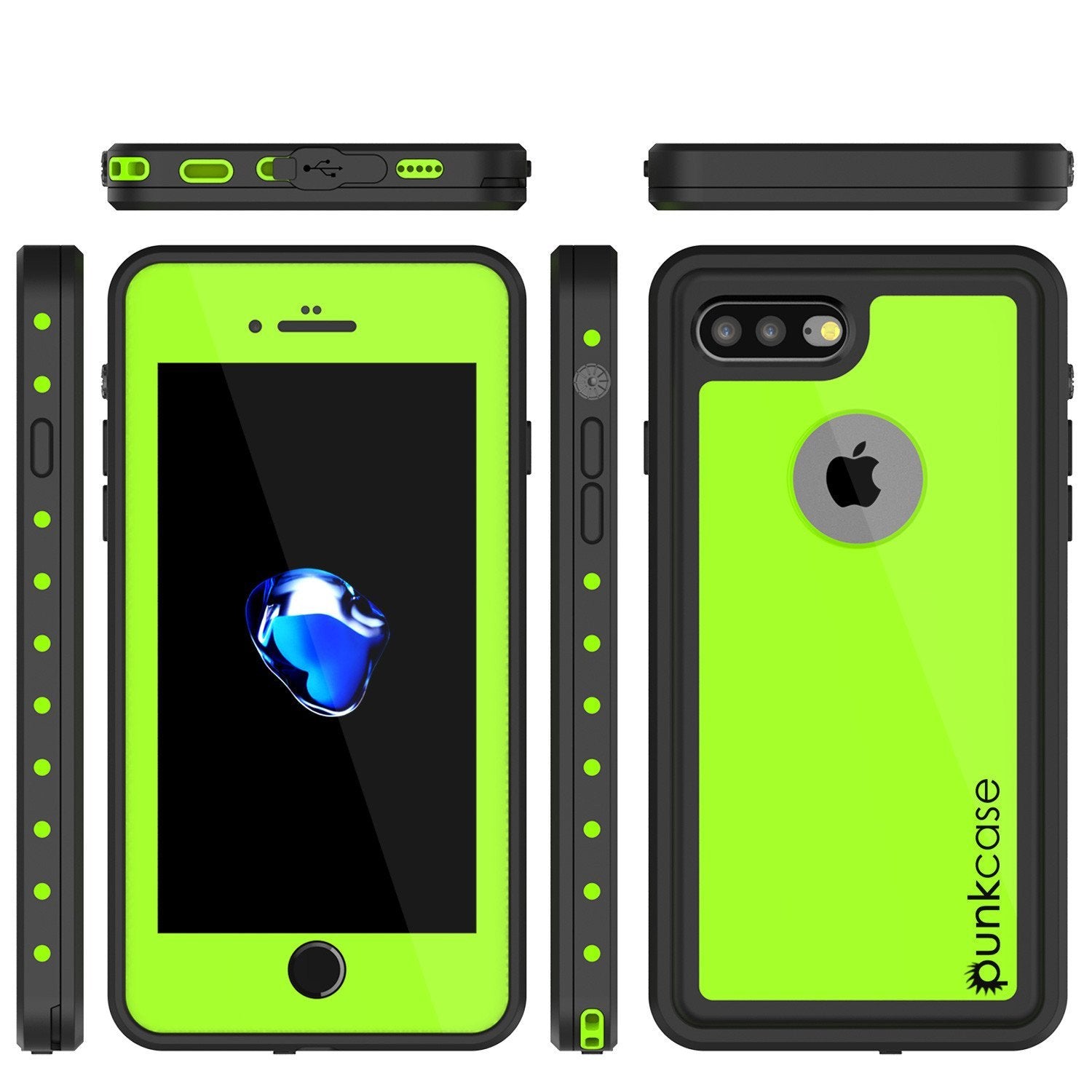 iPhone 8+ Plus Waterproof IP68 Case, Punkcase [Light Green] [StudStar Series] [Slim Fit] [Dirtproof]
