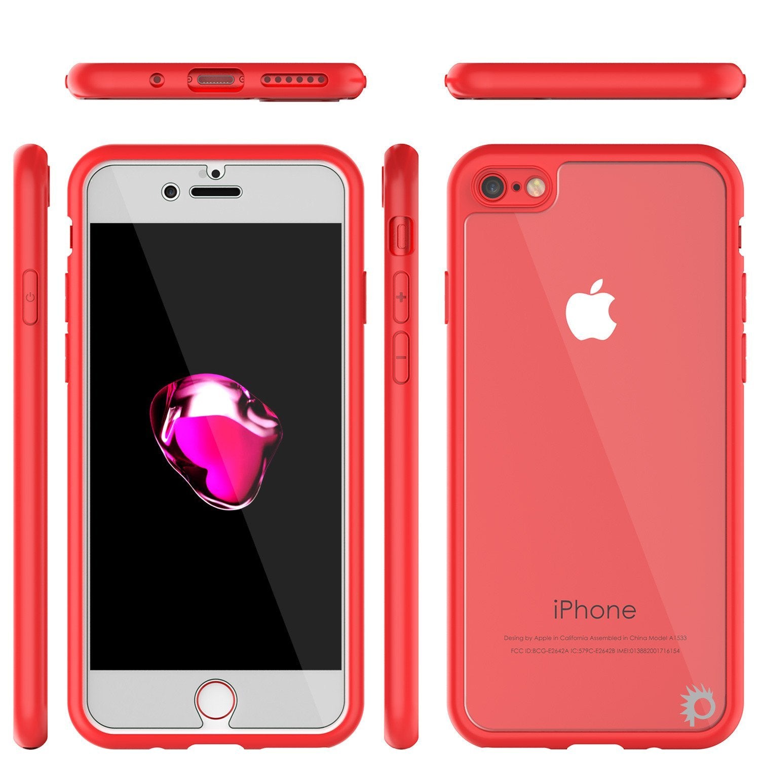 iPhone 8 Case [MASK Series] [RED] Full Body Hybrid Dual Layer TPU Cover W/ protective Tempered Glass Screen Protector