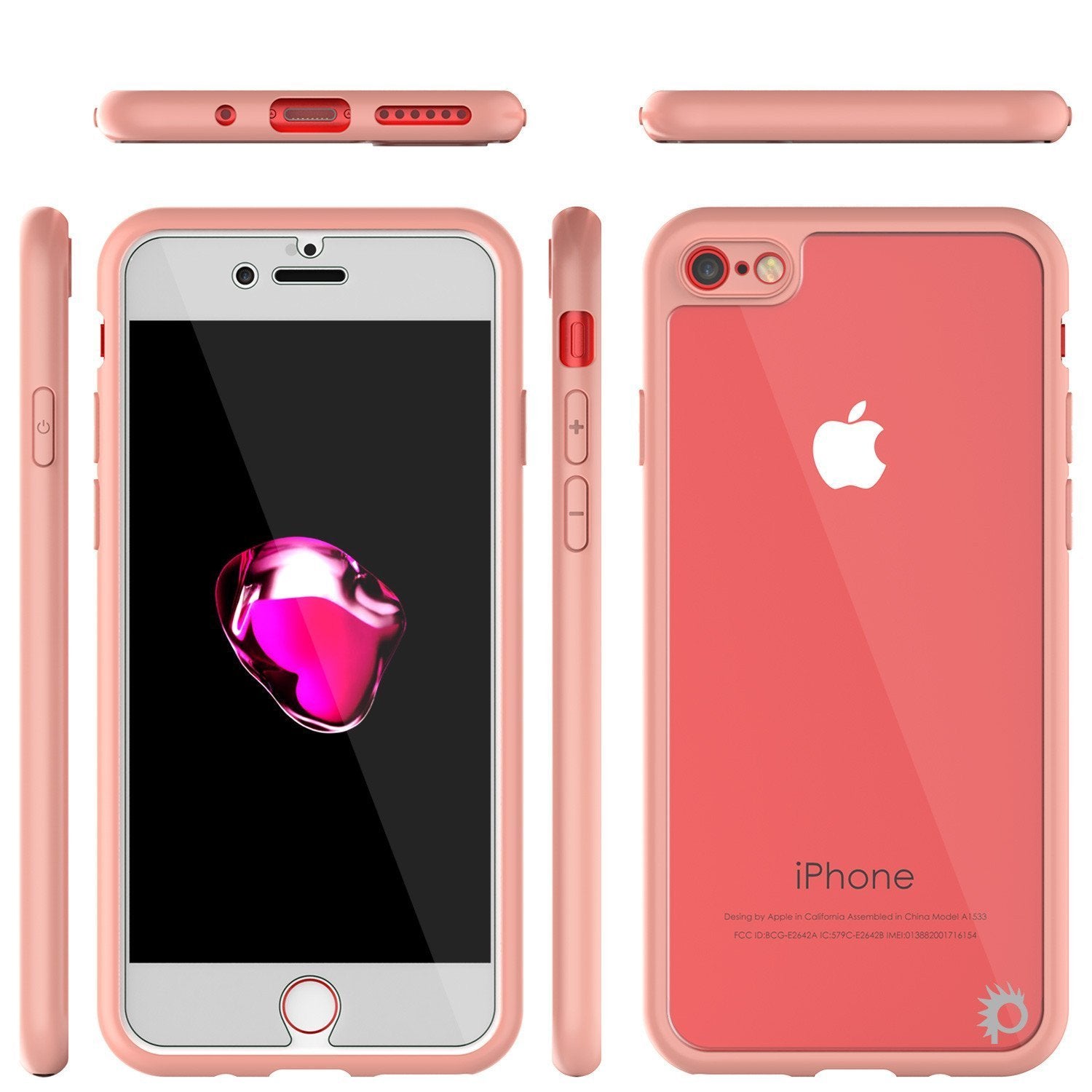 iPhone SE (4.7") Case [MASK Series] [PINK] Full Body Hybrid Dual Layer TPU Cover W/ protective Tempered Glass Screen Protector