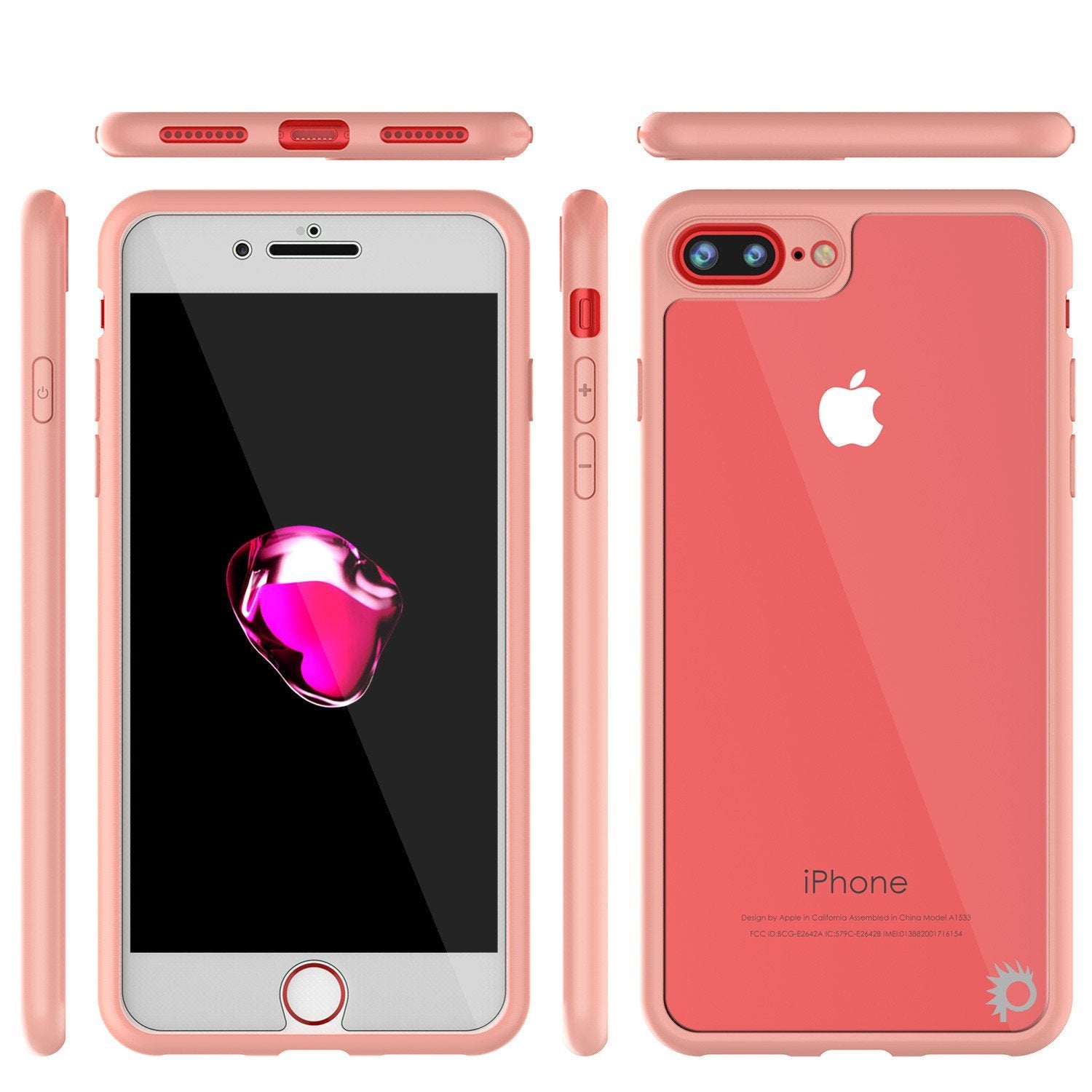 iPhone 8+ Plus Case [MASK Series] [PINK] Full Body Hybrid Dual Layer TPU Cover W/ protective Tempered Glass Screen Protector