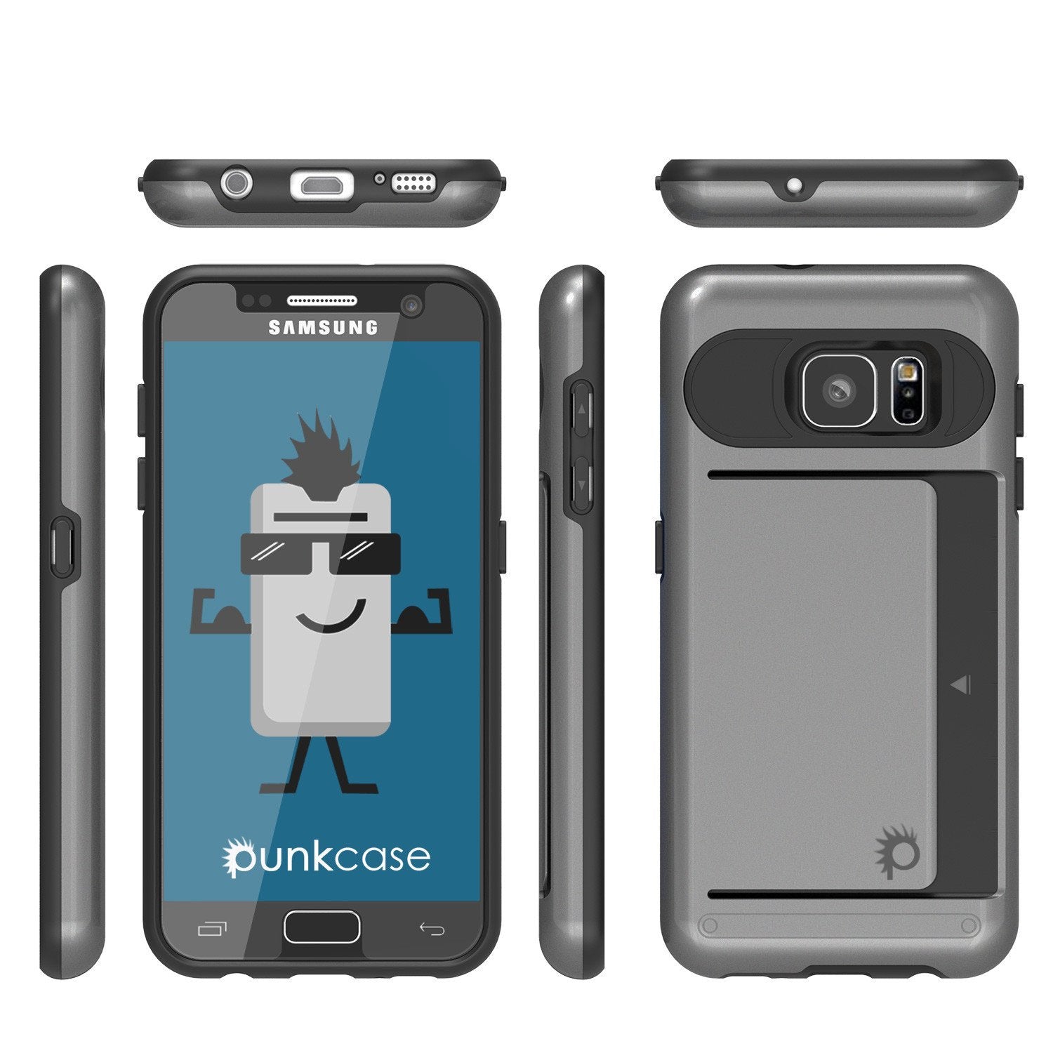 Galaxy S7 EDGE Case PunkCase CLUTCH Grey Series Slim Armor Soft Cover Case w/ Screen Protector