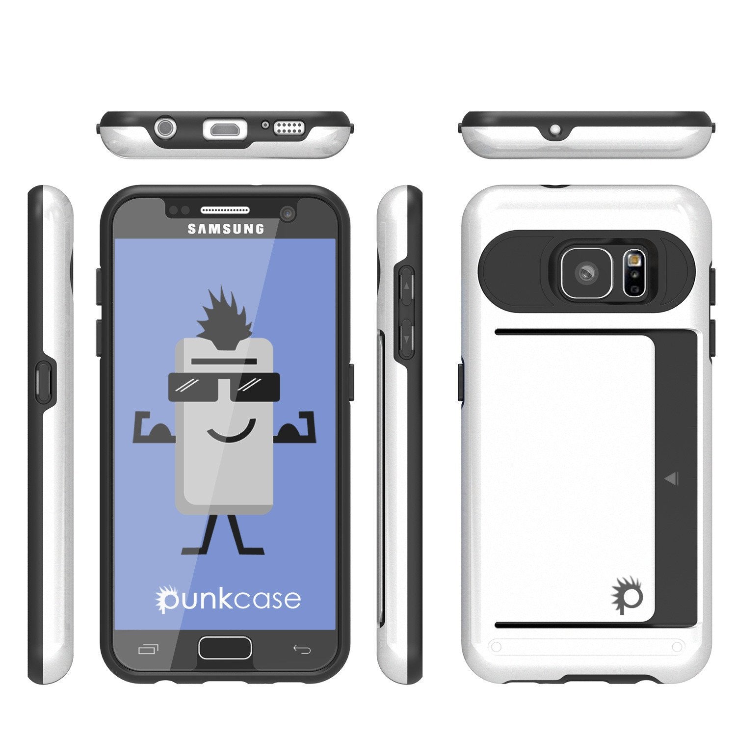 Galaxy S7 EDGE Case PunkCase CLUTCH White Series Slim Armor Soft Cover Case w/ Screen Protector