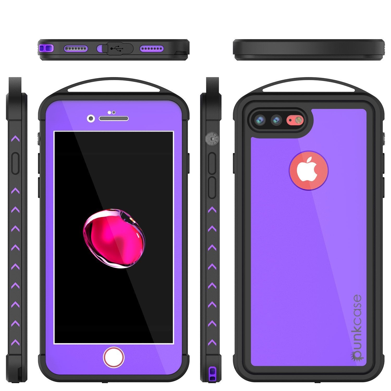 iPhone 8+ Plus Waterproof Case, Punkcase ALPINE Series, Purple | Heavy Duty Armor Cover
