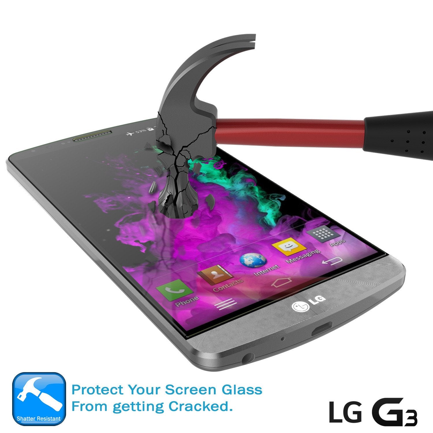 LG G3 Punkcase Glass SHIELD Tempered Glass Screen Protector 0.33mm Thick 9H Glass