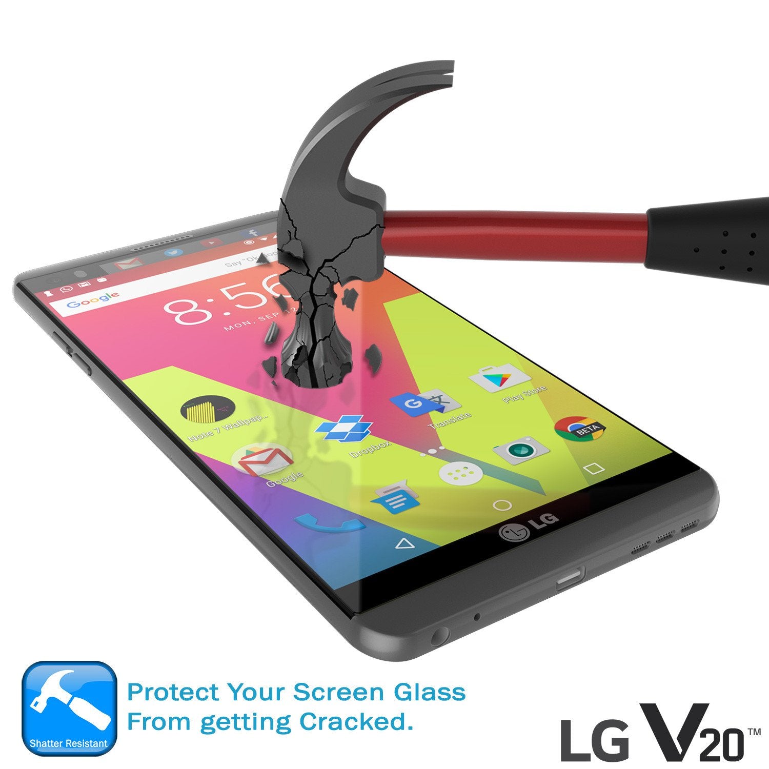 LG v20 Punkcase Glass SHIELD Tempered Glass Screen Protector 0.33mm Thick 9H Glass