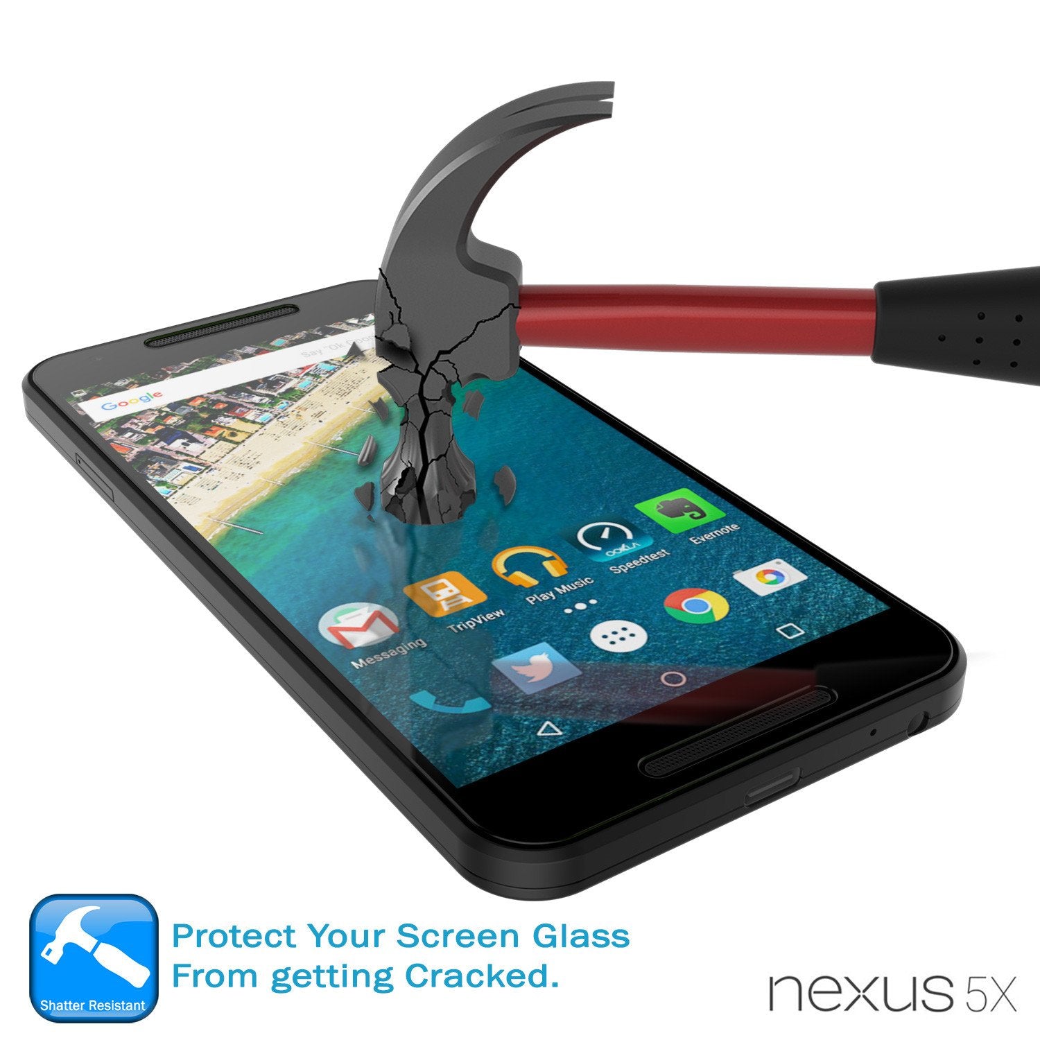 LG Nexus 5X Punkcase Glass SHIELD Tempered Glass Screen Protector 0.33mm Thick 9H Glass