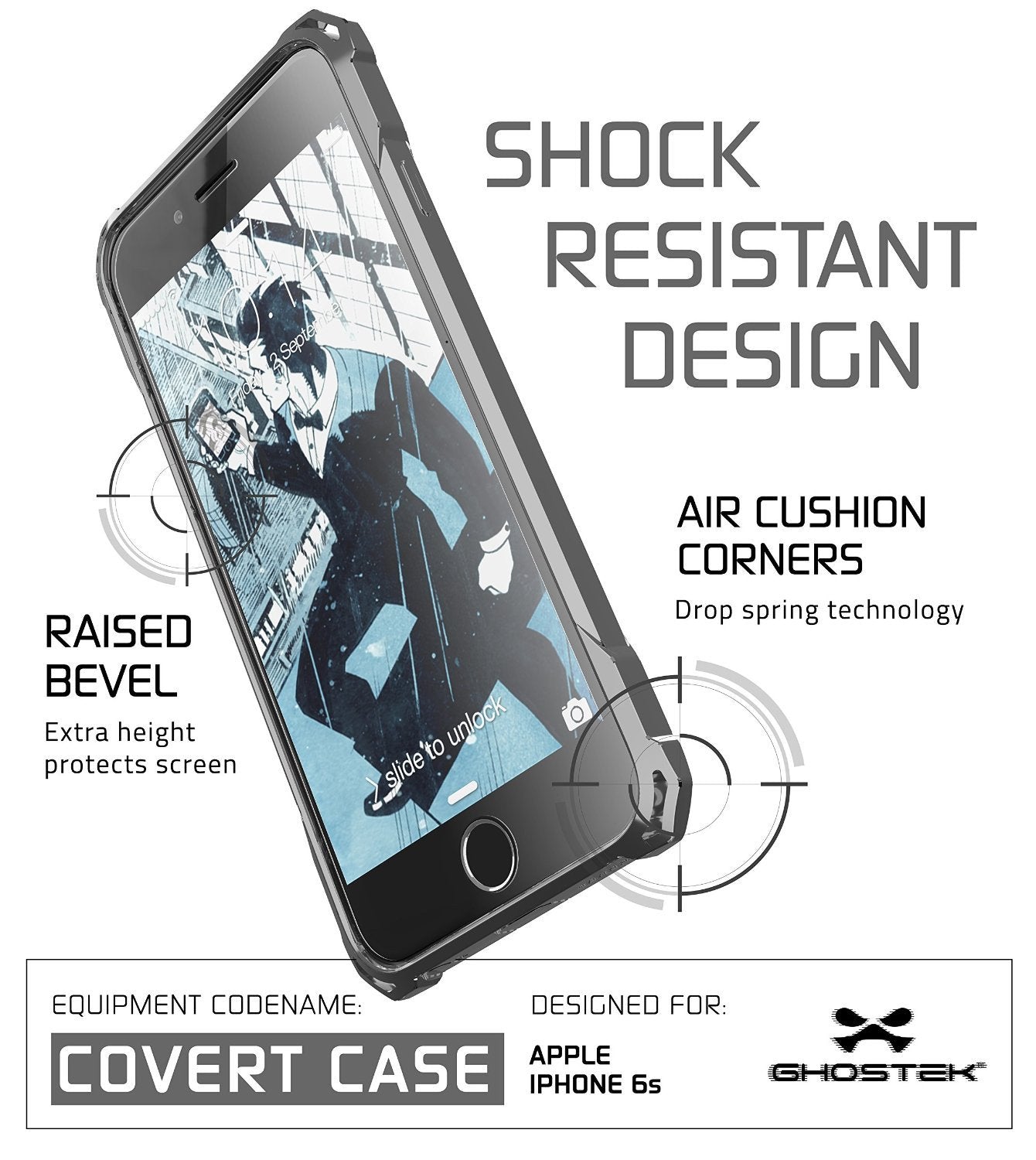 iPhone 6S Case, Ghostek® Covert Space Grey, Premium Impact Armor | Lifetime Warranty Exchange