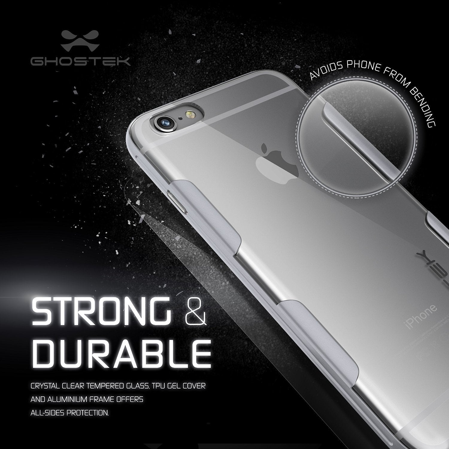 iPhone 6s Plus Case Silver Ghostek Cloak, Slim Protective w/ Tempered Glass | Lifetime Warranty
