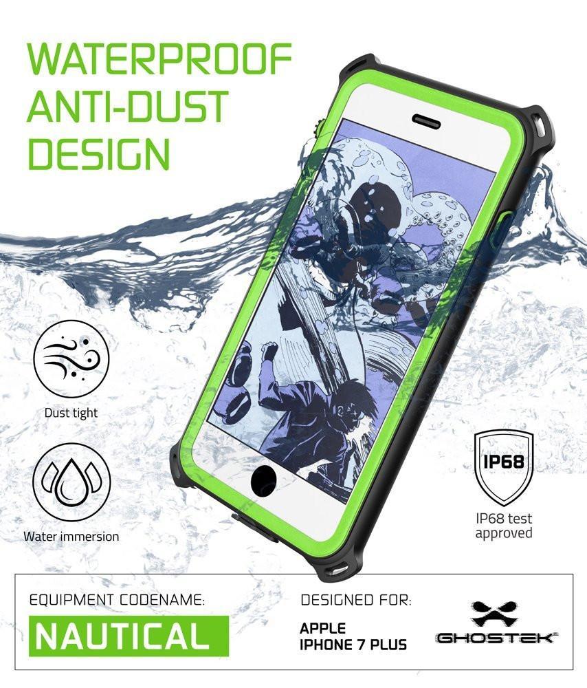 iPhone 8+ Plus Waterproof Case, Ghostek Nautical Series for iPhone 8+ Plus | Slim Underwater Protection | Adventure Duty | Swimming (Green)
