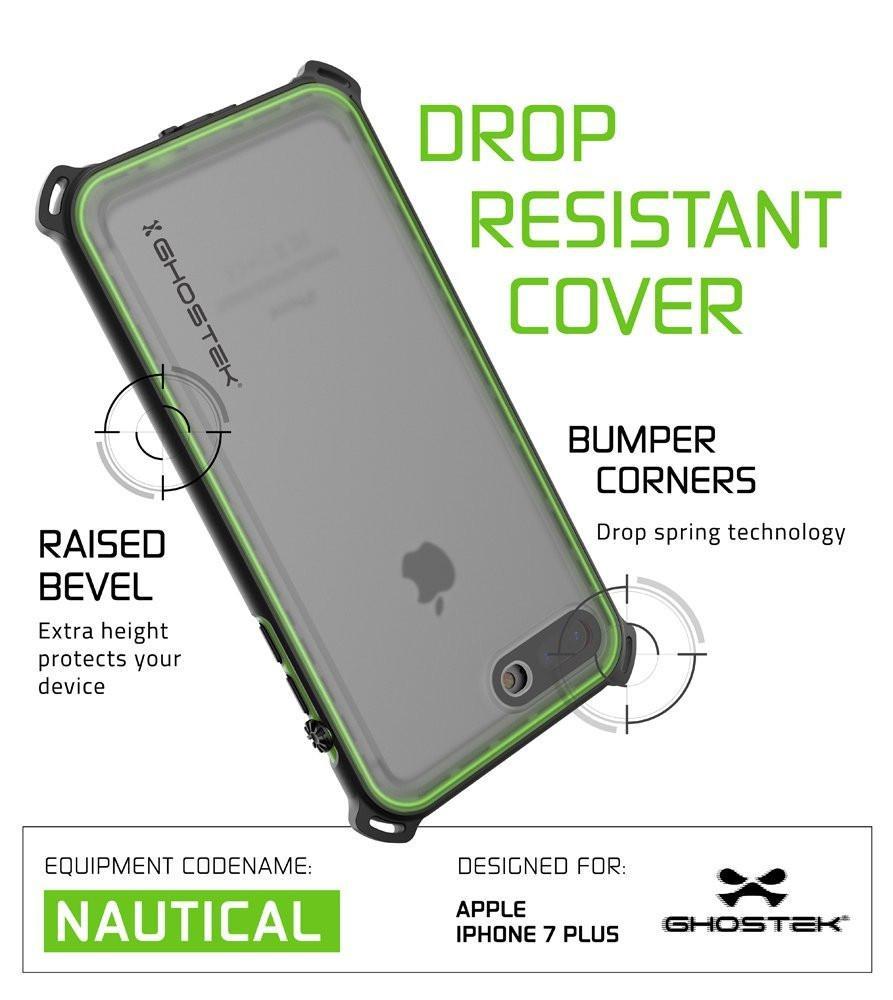 iPhone 8+ Plus Waterproof Case, Ghostek Nautical Series for iPhone 8+ Plus | Slim Underwater Protection | Adventure Duty | Swimming (Green)