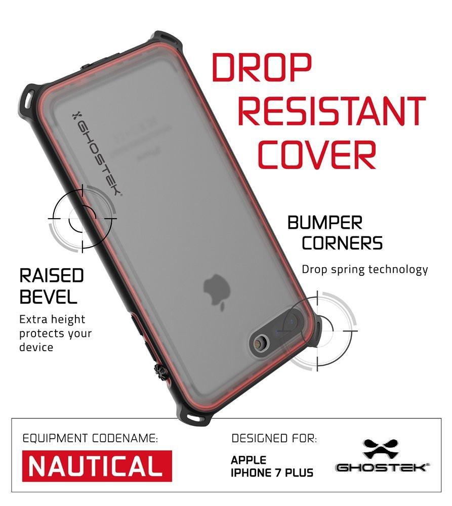iPhone 7 Plus Waterproof Case, Ghostek Nautical Series for iPhone 7 Plus | Slim Underwater Protection | Adventure Duty | Swimming (Red)