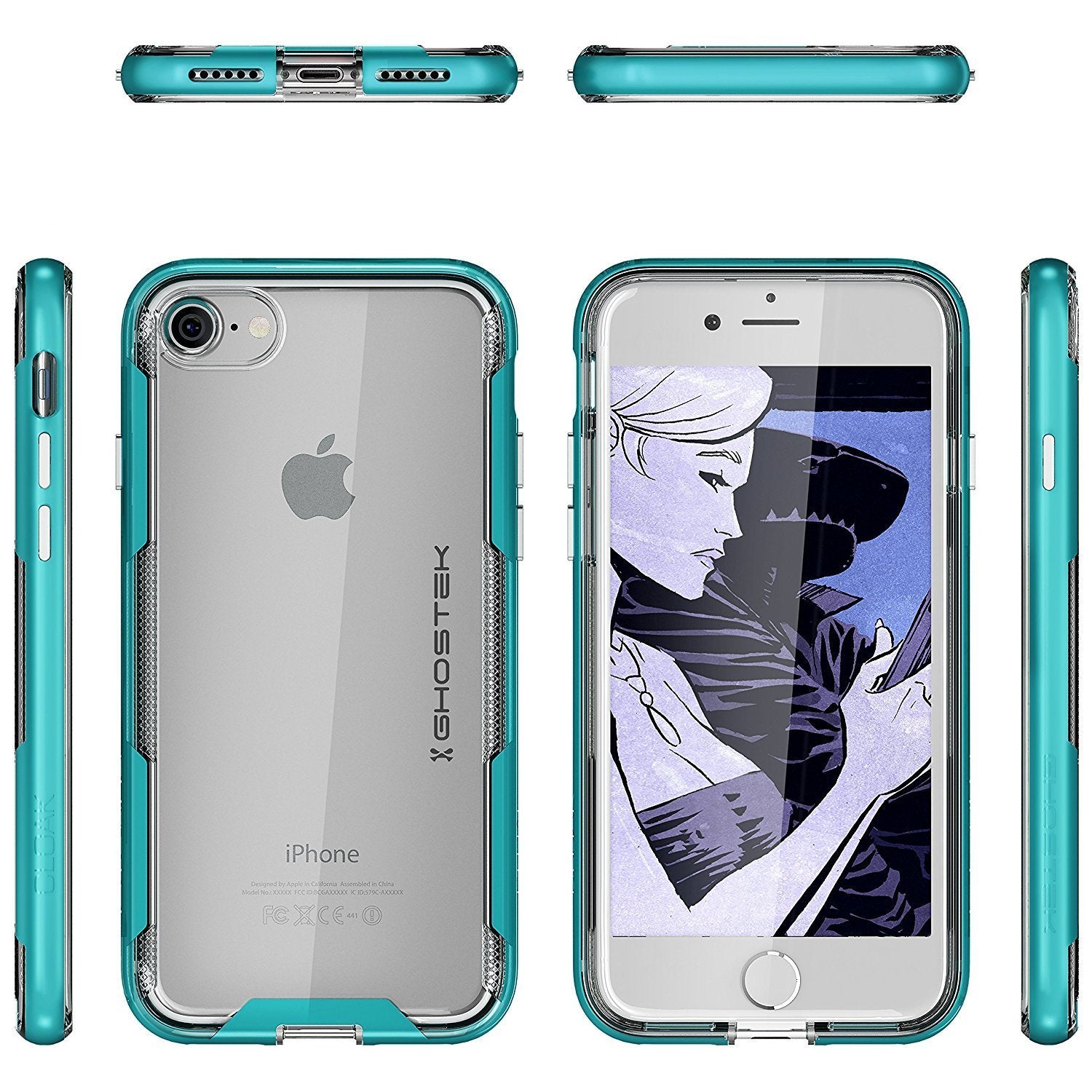 iPhone 7 Case, Ghostek Cloak 3 Series for iPhone 7 Clear Protective Case | Teal