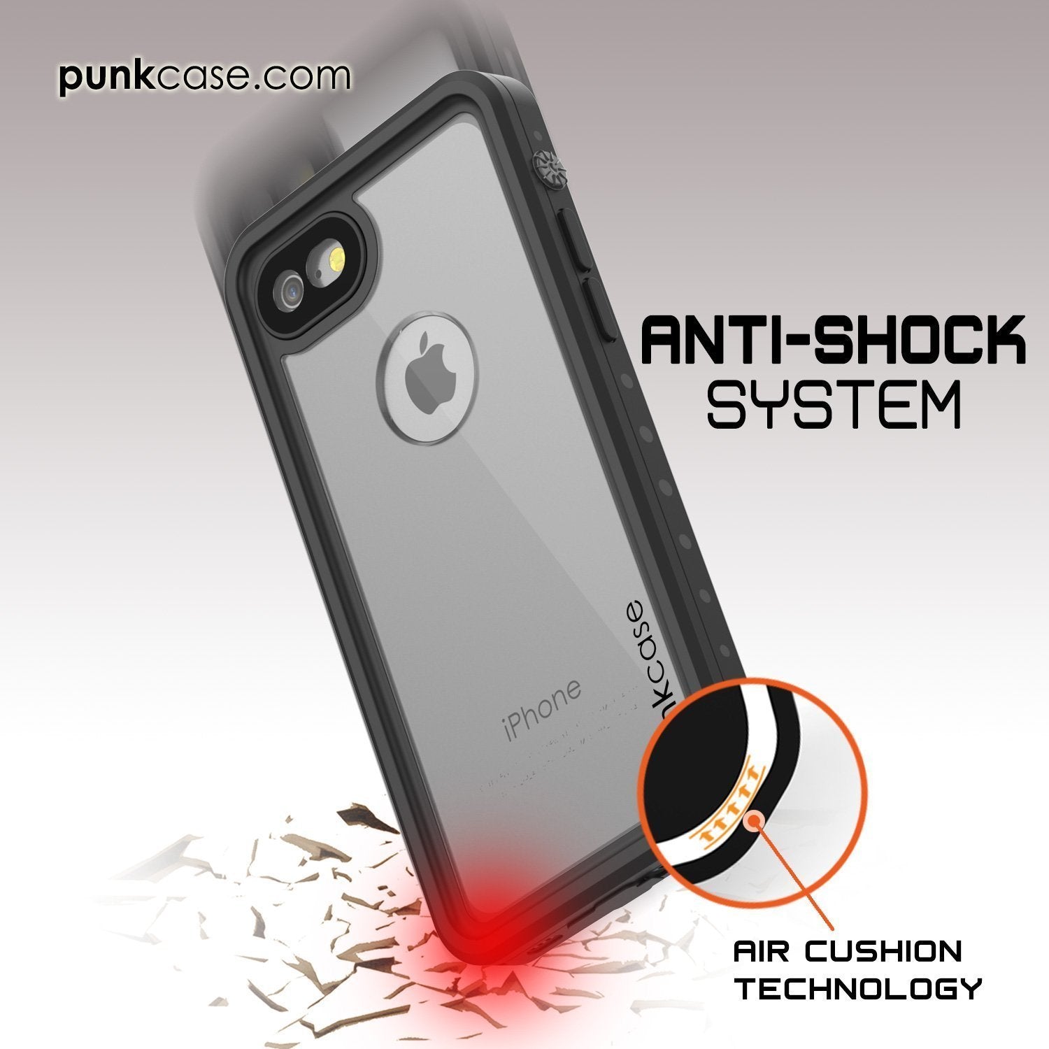 iPhone 8 Waterproof Case, Punkcase [Clear] [StudStar Series] [Slim Fit] [IP68 Certified][Dirtproof] [Snowproof]
