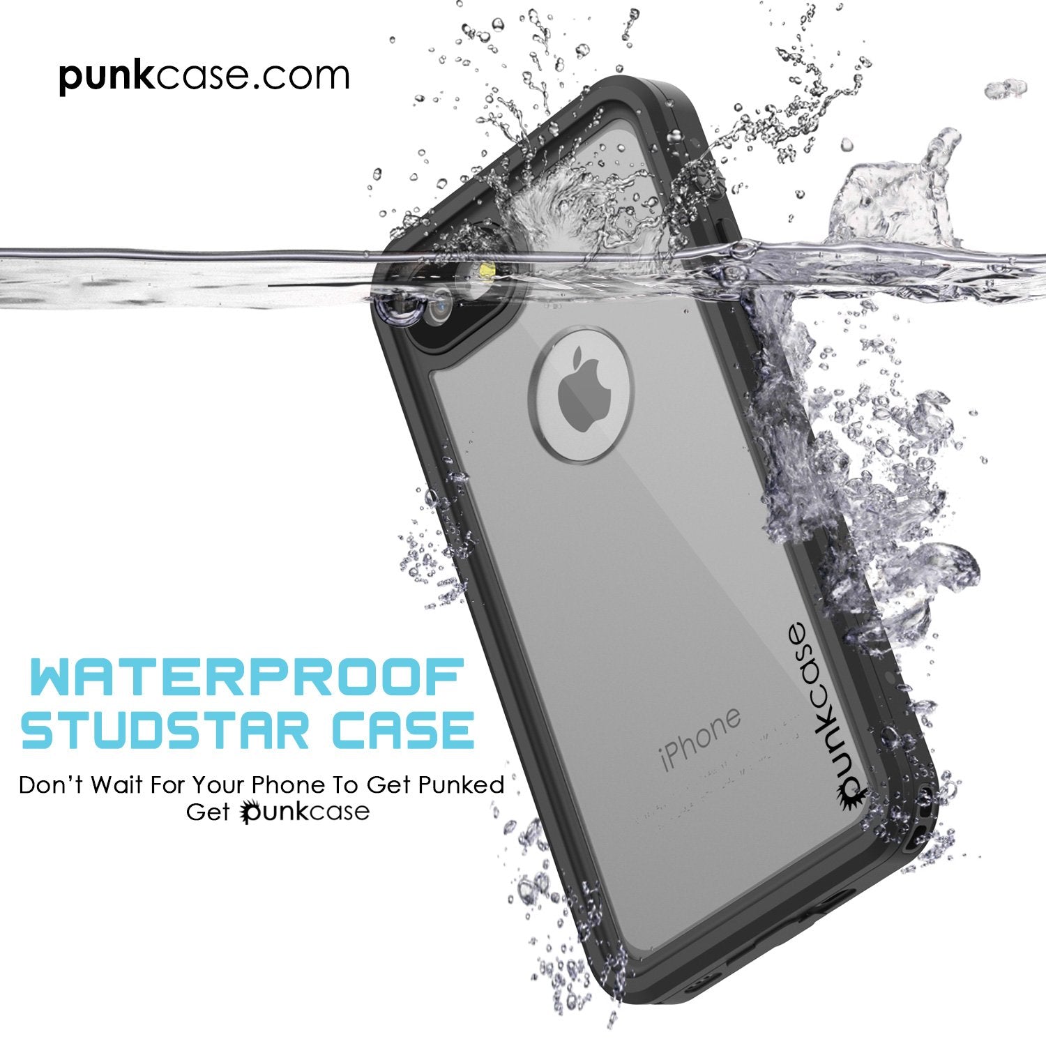 iPhone 7 Waterproof IP68 Case, Punkcase [Clear] [StudStar Series] [Slim Fit] [Dirtproof] [Snowproof]