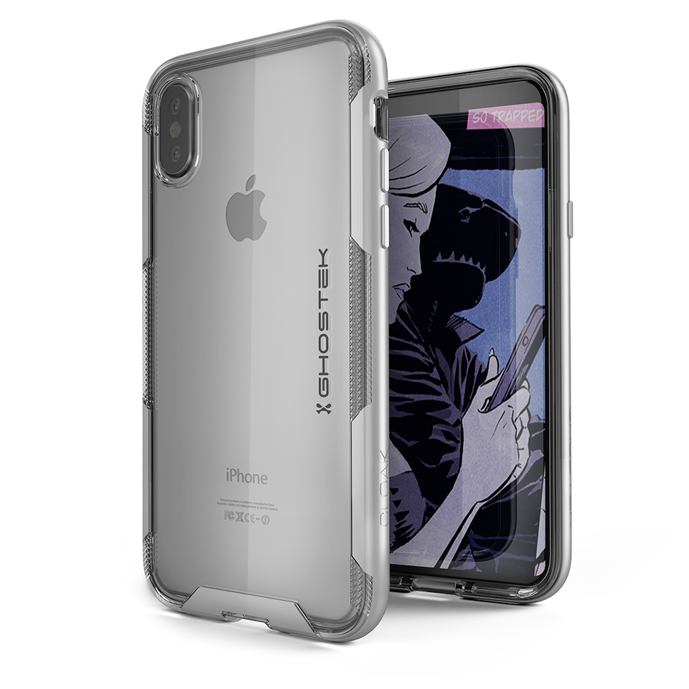 iPhone X Case, Ghostek Cloak 3 Series Ultra Slim Clear Hybrid Shockproof Protective Cover Designed for iPhone 10 – Supports Wireless Charging | Silver