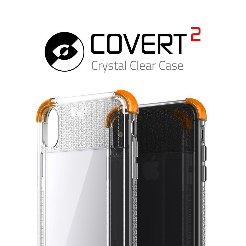 iPhone X Crystal Clear Case, Ghostek Covert2 Soft Skin Cover with Silicone Gel Corners | Enhanced State of the Art Fabrication | Face ID Compatible & Supports Wireless Charging | Orange