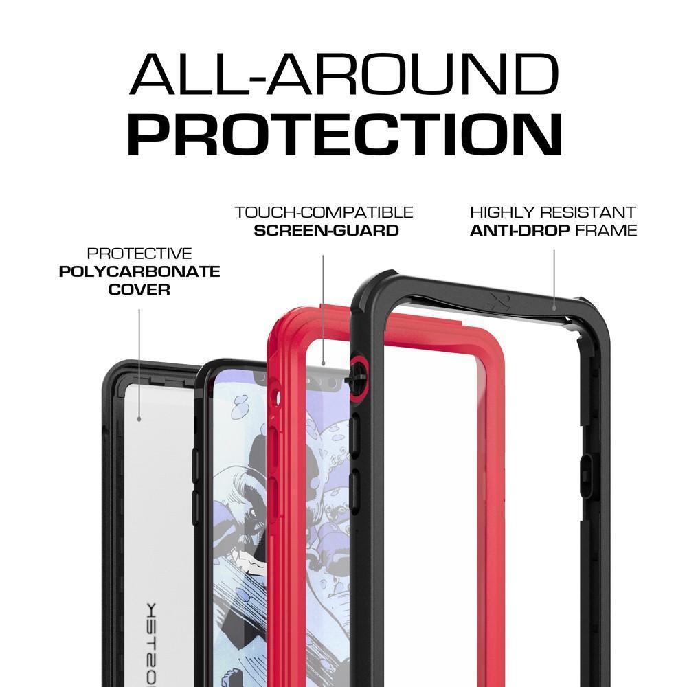 Apple iPhone X Waterproof Case, Ghostek Nautical Red Cover