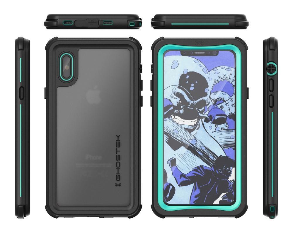 iPhone X Waterproof Case, Ghostek Nautical Series Extreme Durable Tough Cover | Hybrid Impact Rugged Outdoor Design | Teal