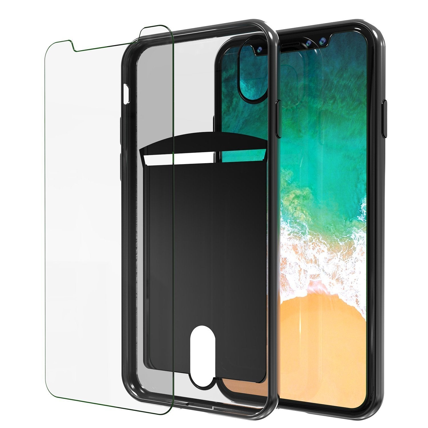 iPhone X Case, PUNKcase [LUCID Series] Slim Fit Protective Dual Layer Armor Cover W/ Scratch Resistant PUNKSHIELD Screen Protector [Black]