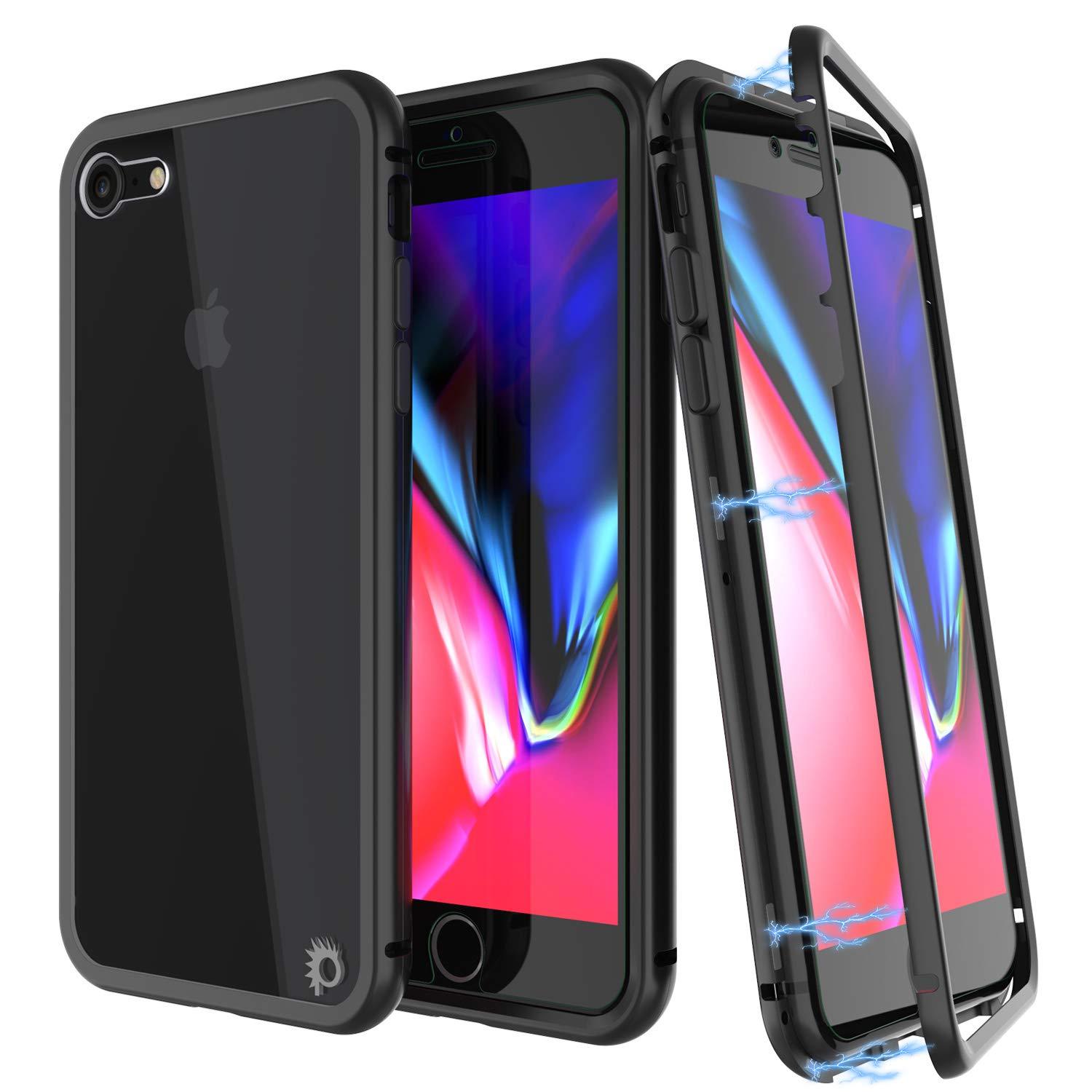 iPhone 8 Case, Punkcase Magnetix 2.0 Protective TPU Cover W/ Tempered Glass Screen Protector [Black]