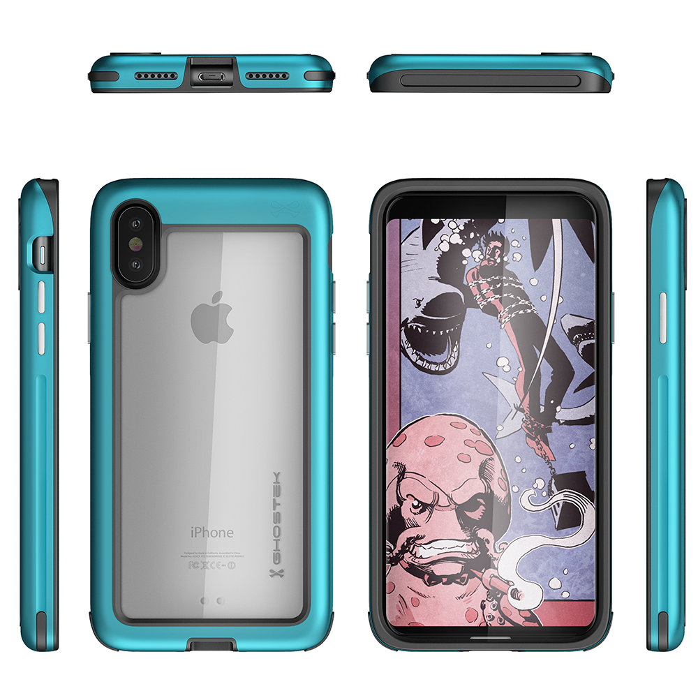 Ghostek Atomic Apple iPhone X Case, Rugged Heavy Duty Military Grade Teal Cover