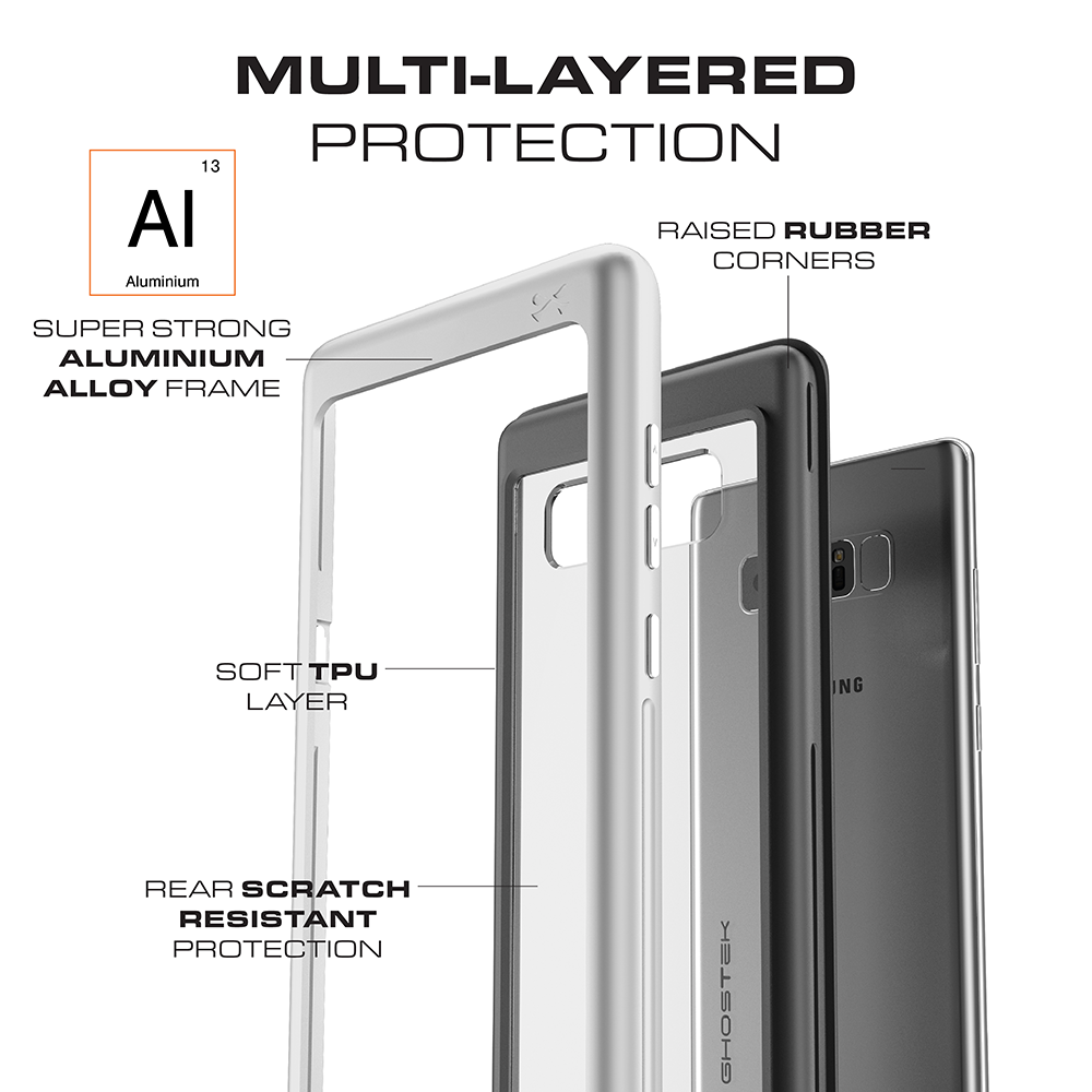 Galaxy Note 8, Ghostek Atomic Slim Galaxy Note 8 Case Shockproof Impact Hybrid Modern Design  | Black