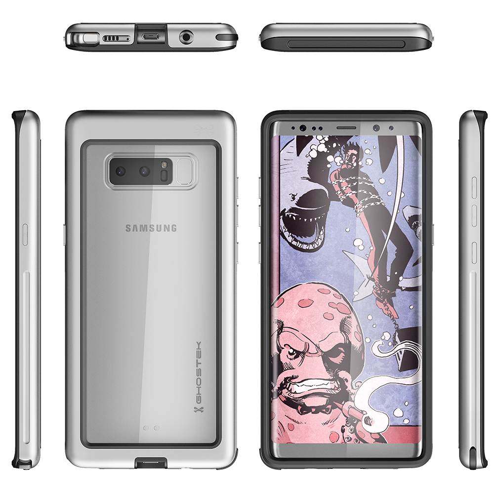Galaxy Note 8, Ghostek Atomic Slim Galaxy Note 8 Case Shockproof Impact Hybrid Modern Design  | Silver