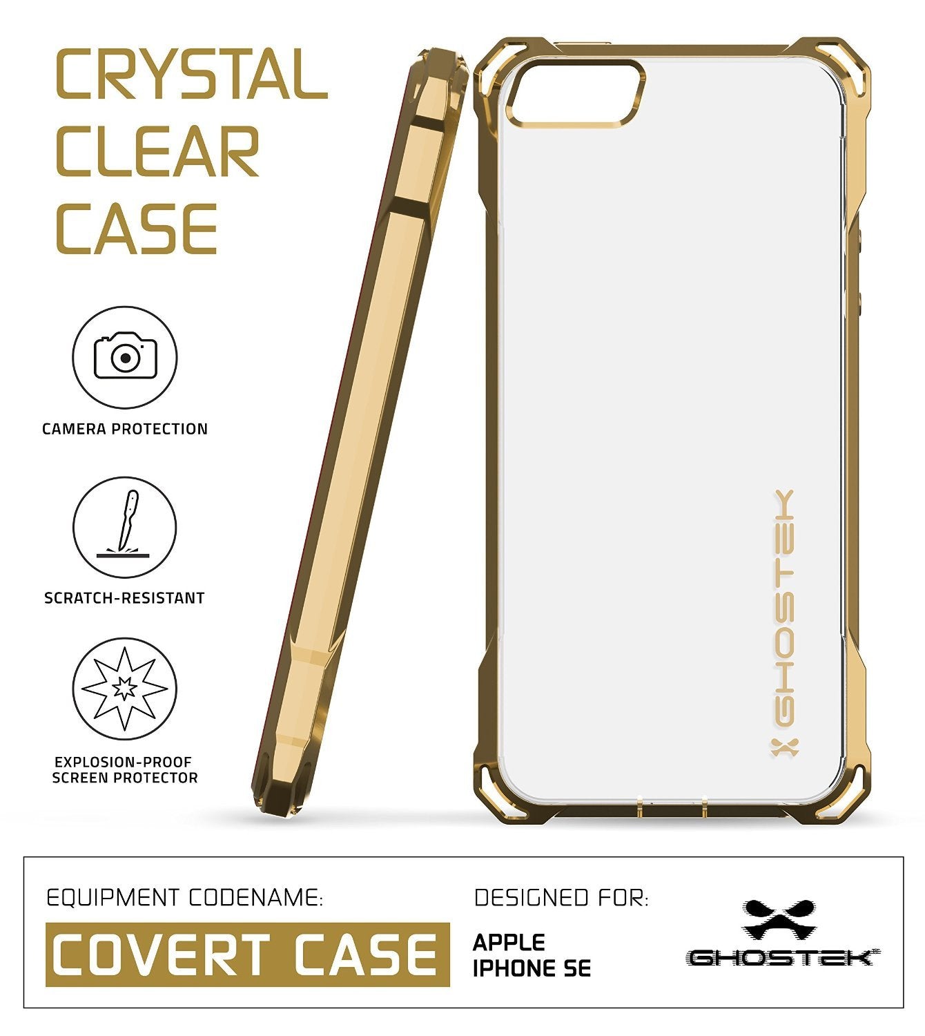 iPhone SE Case, Ghostek® Covert Gold, Premium Impact Protective Armor | Lifetime Warranty Exchange