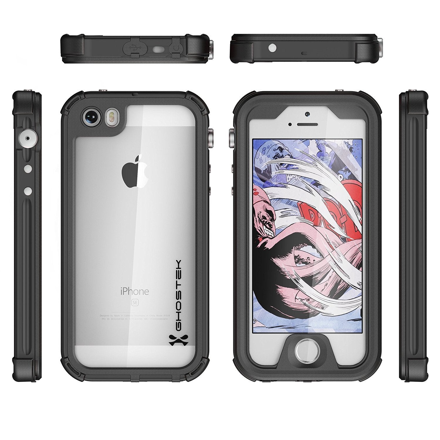 iPhone 7 Waterproof Case, Ghostek® Atomic 3.0 Black Series | Underwater | Touch-ID