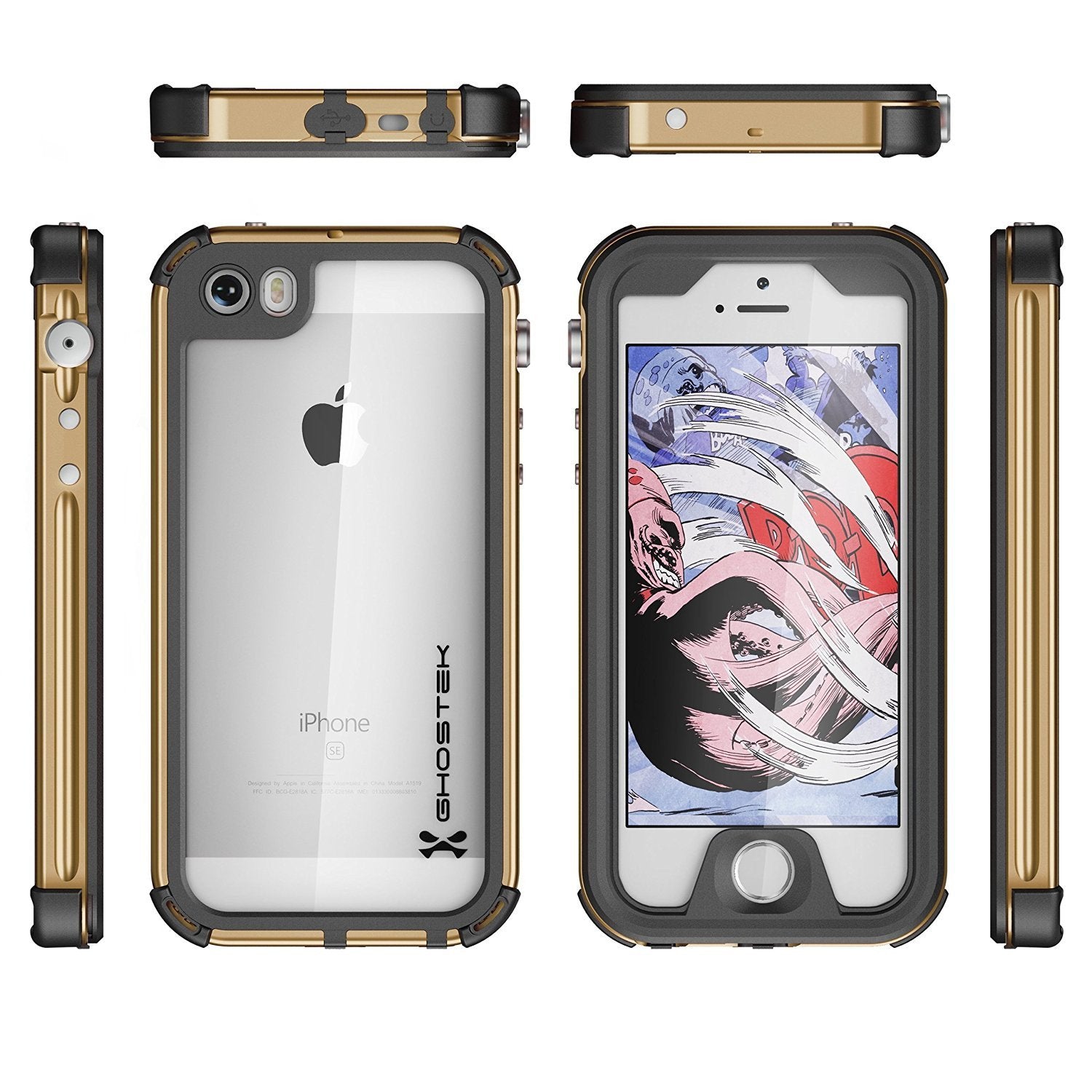 iPhone SE Waterproof Case, Ghostek® Atomic 3.0 Gold Series for Apple iPhone 5, 5S & SE