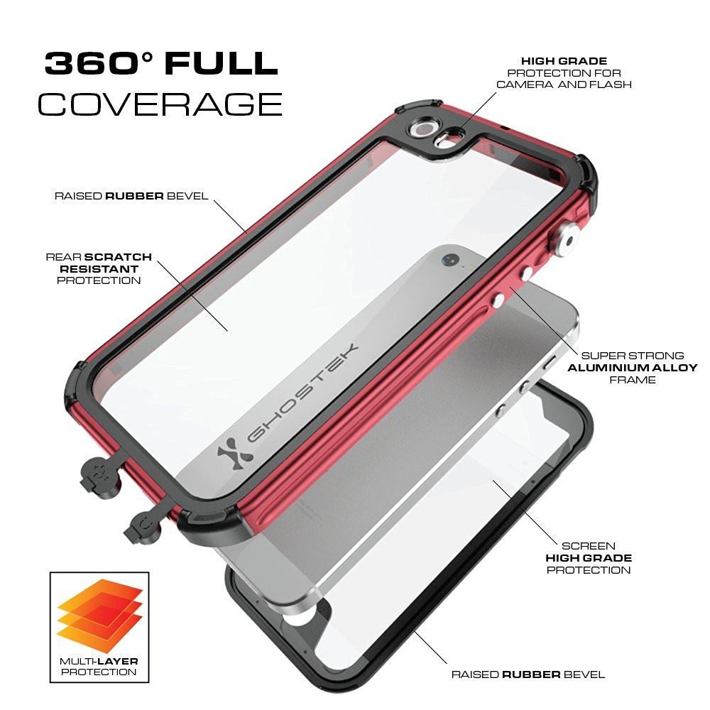 iPhone SE/5S/5 Waterproof Case, Ghostek® Atomic 3.0 Red Series | Underwater | Touch-ID