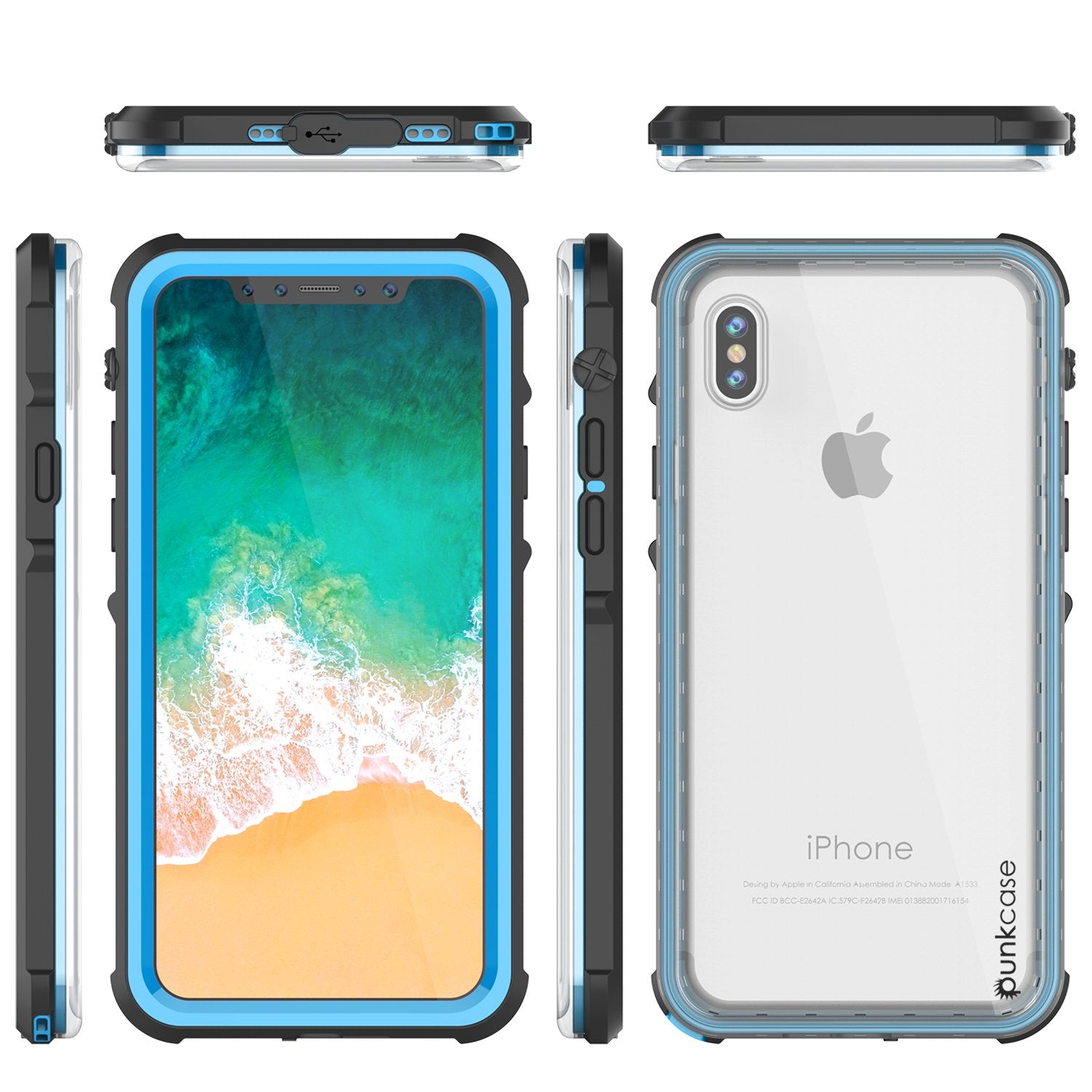 iPhone X Case, PUNKCase [CRYSTAL SERIES] Protective IP68 Certified Cover W/ Attached Screen Protector - DustPROOF, ShockPROOF, SnowPROOF - Ultra Slim Fit for Apple iPhone 10 [LIGHT BLUE]