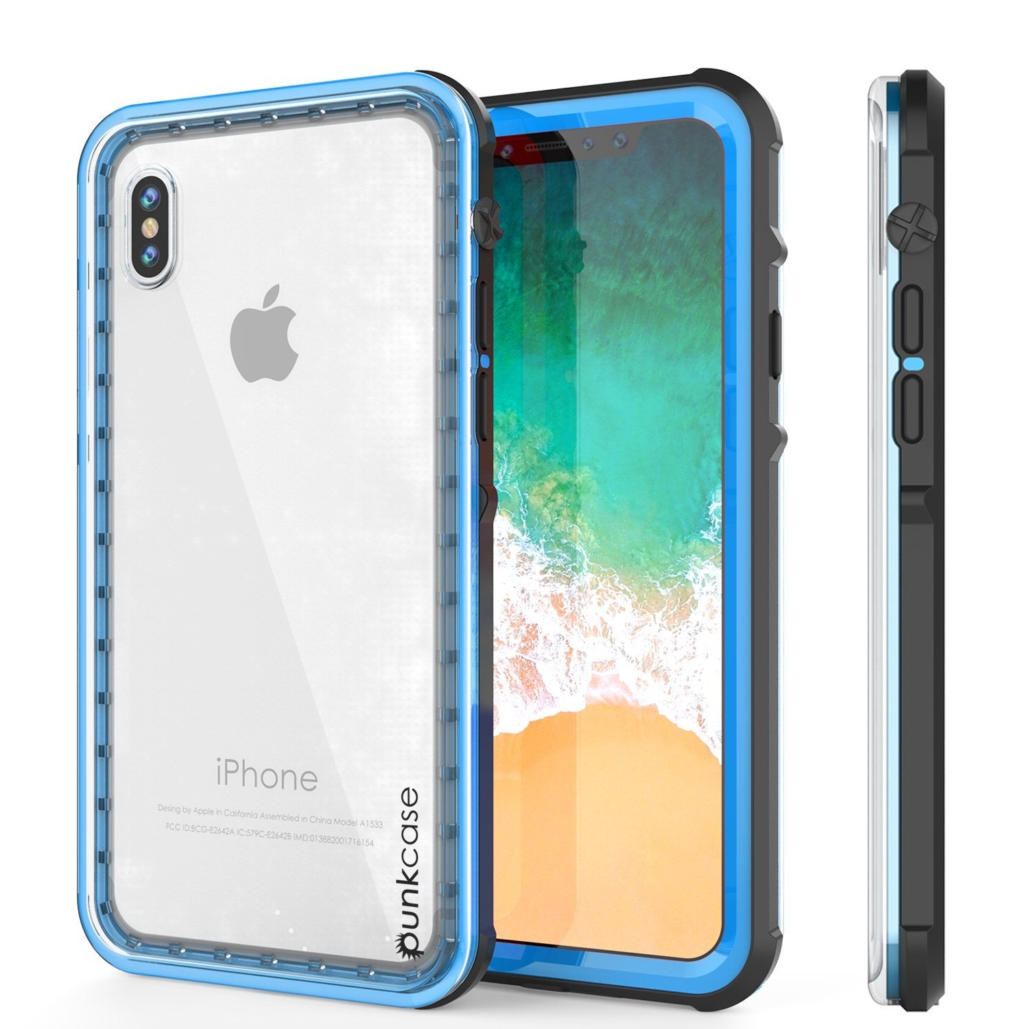 iPhone XS Max Case, PUNKCase [CRYSTAL SERIES] Protective IP68 Certified Cover [Light Blue]