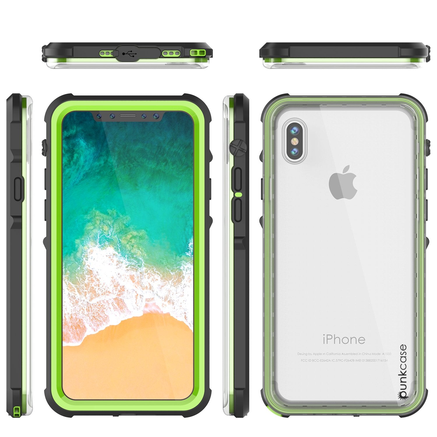 iPhone X Case, PUNKCase [CRYSTAL SERIES] Protective IP68 Certified Cover W/ Attached Screen Protector - DustPROOF, ShockPROOF, SnowPROOF - Ultra Slim Fit for Apple iPhone 10 [LIGHT GREEN]