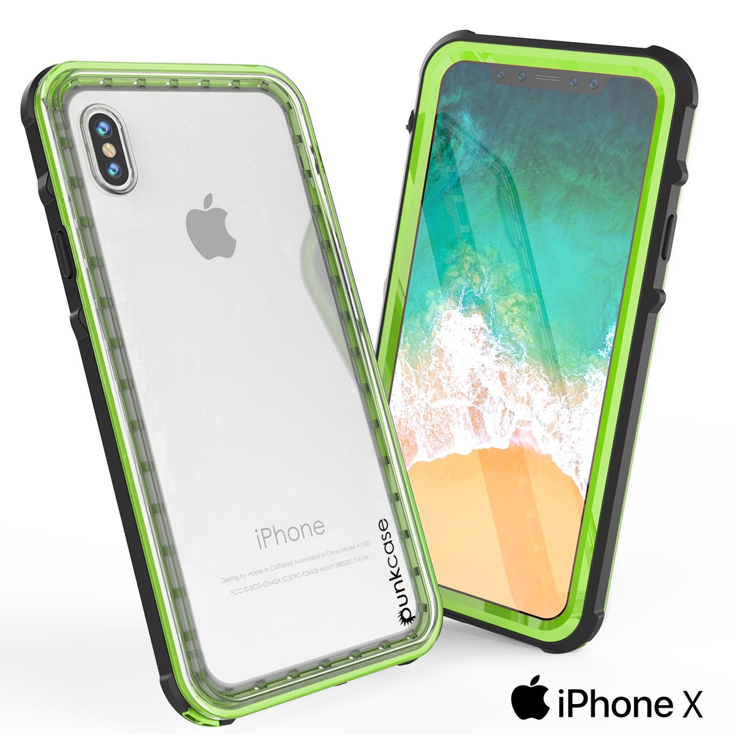 iPhone X Case, PUNKCase [CRYSTAL SERIES] Protective IP68 Certified Cover W/ Attached Screen Protector - DustPROOF, ShockPROOF, SnowPROOF - Ultra Slim Fit for Apple iPhone 10 [LIGHT GREEN]