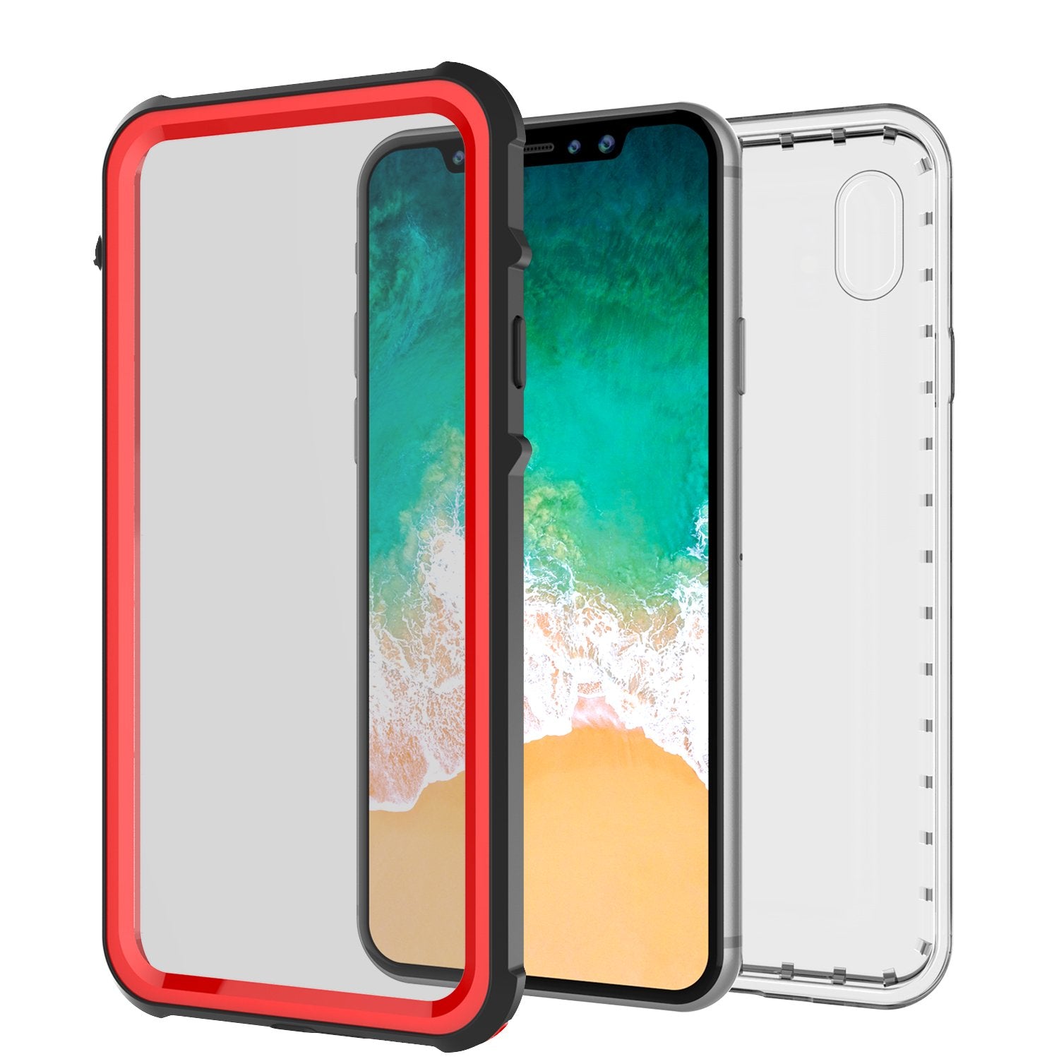iPhone X Case, PUNKCase [CRYSTAL SERIES] Protective IP68 Certified Cover W/ Attached Screen Protector - DustPROOF, ShockPROOF, SnowPROOF - Ultra Slim Fit for Apple iPhone 10 [RED]