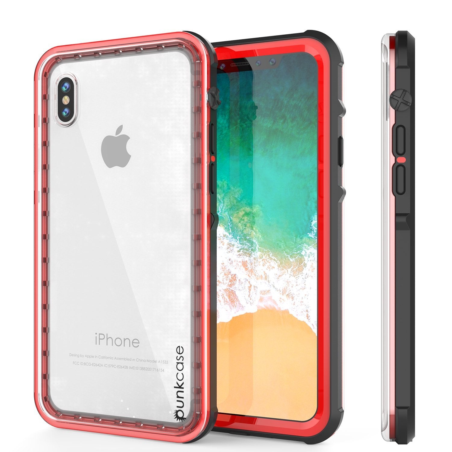iPhone XS Case, PUNKCase [CRYSTAL SERIES] Protective IP68 Certified Cover [Red]